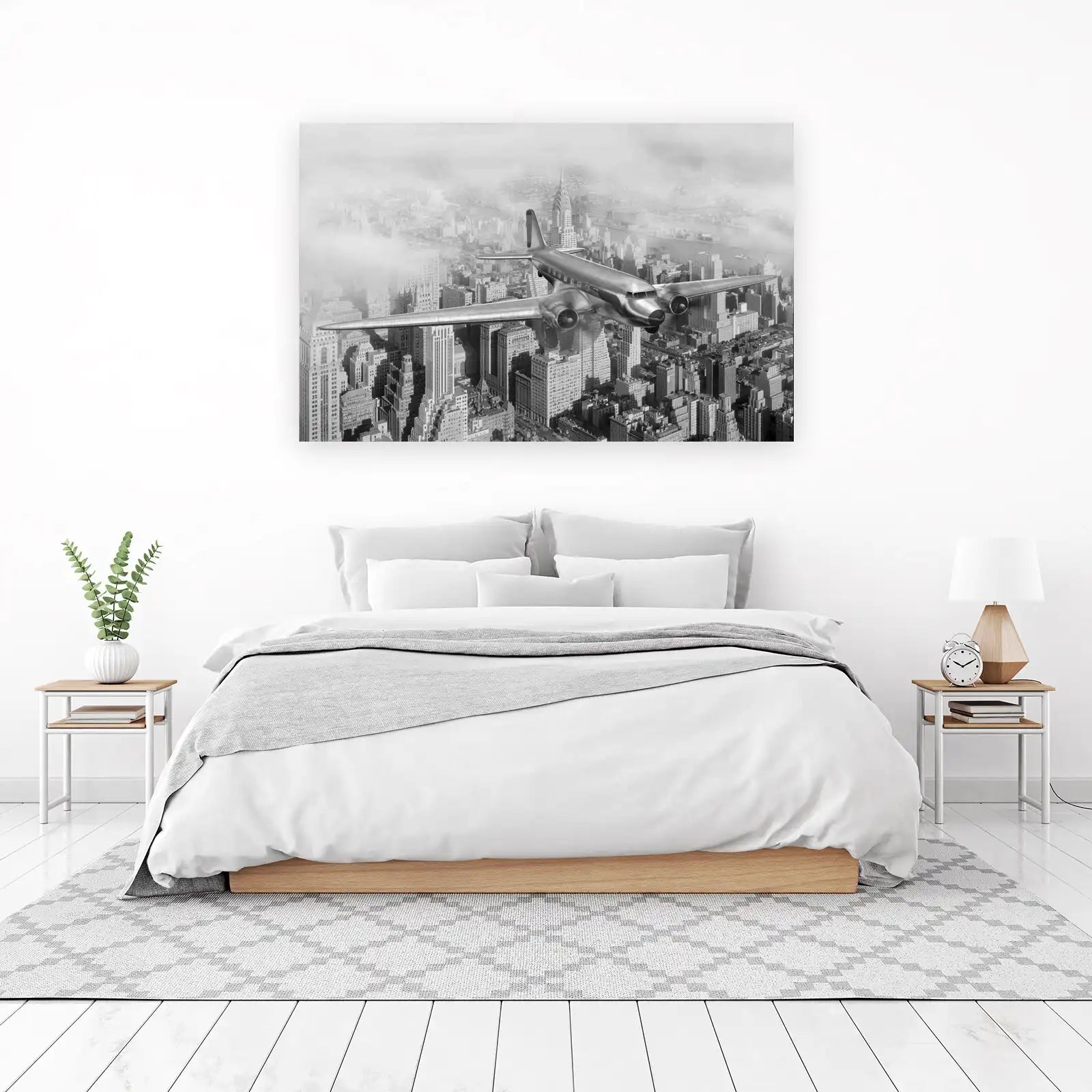 Vintage Airplane Over NYC Wall Art