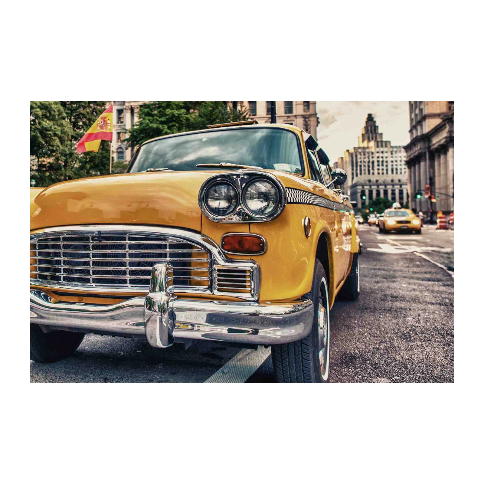 Vintage Yellow Taxi Cityscape Wall Art