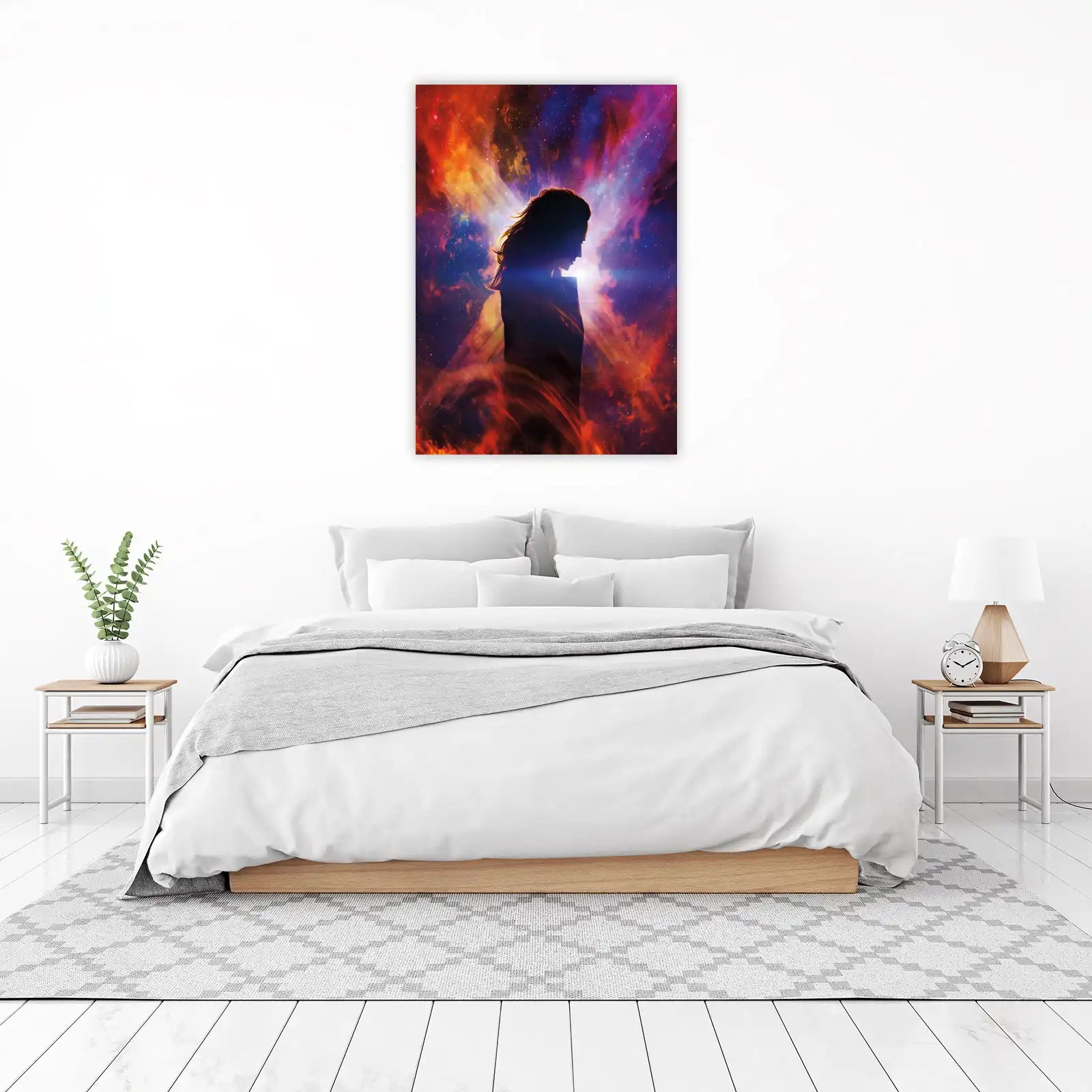 Cosmic Phoenix Silhouette Wall Art