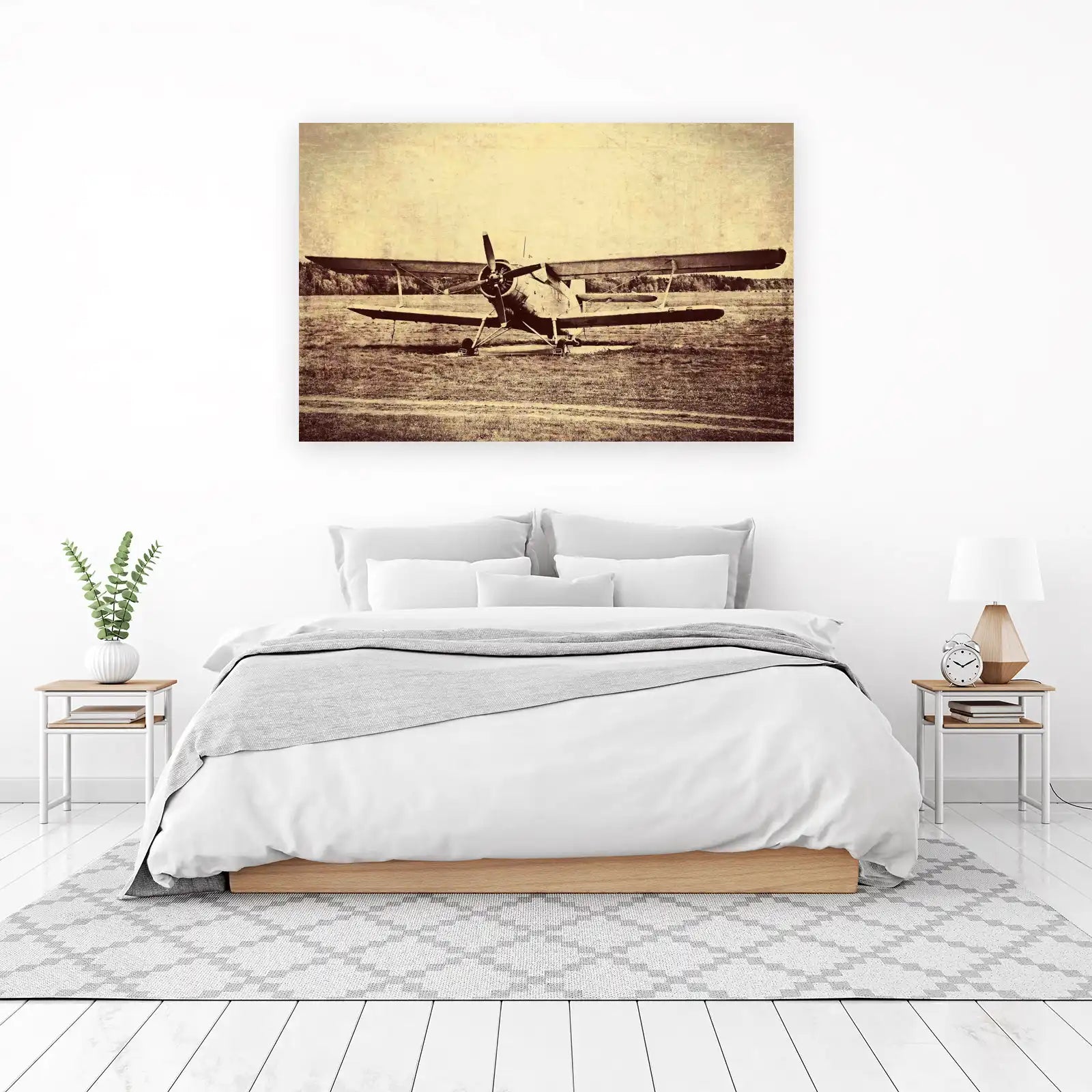 Vintage Biplane Wall Art: Aviation Art