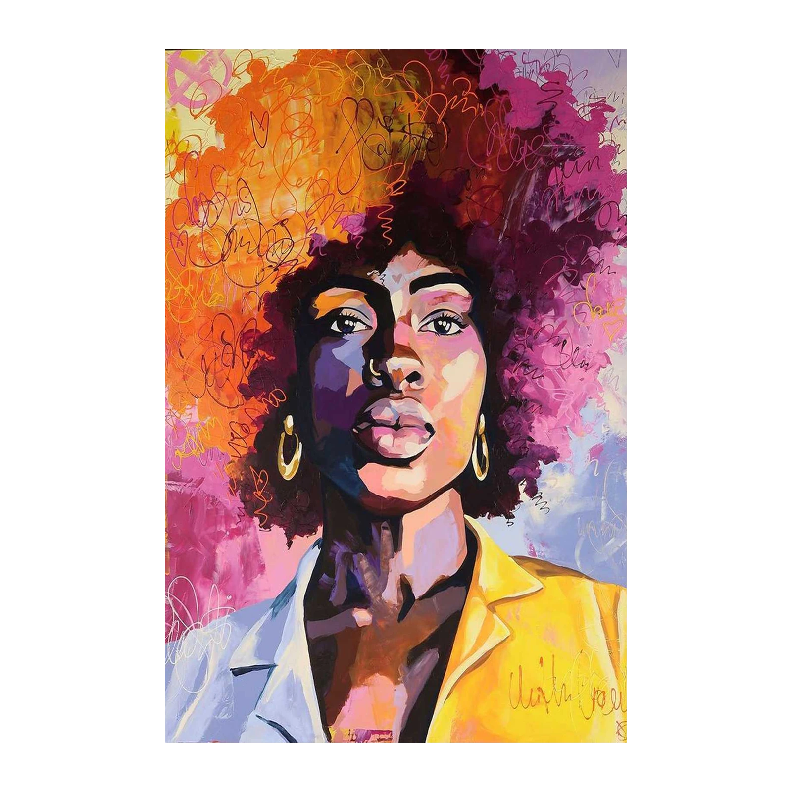 Vibrant Afro Woman Portrait Wall Art