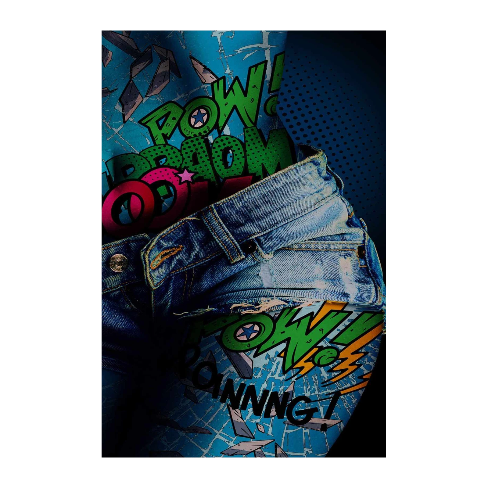 Comic POW! Boom Denim Wall Art Wall Art