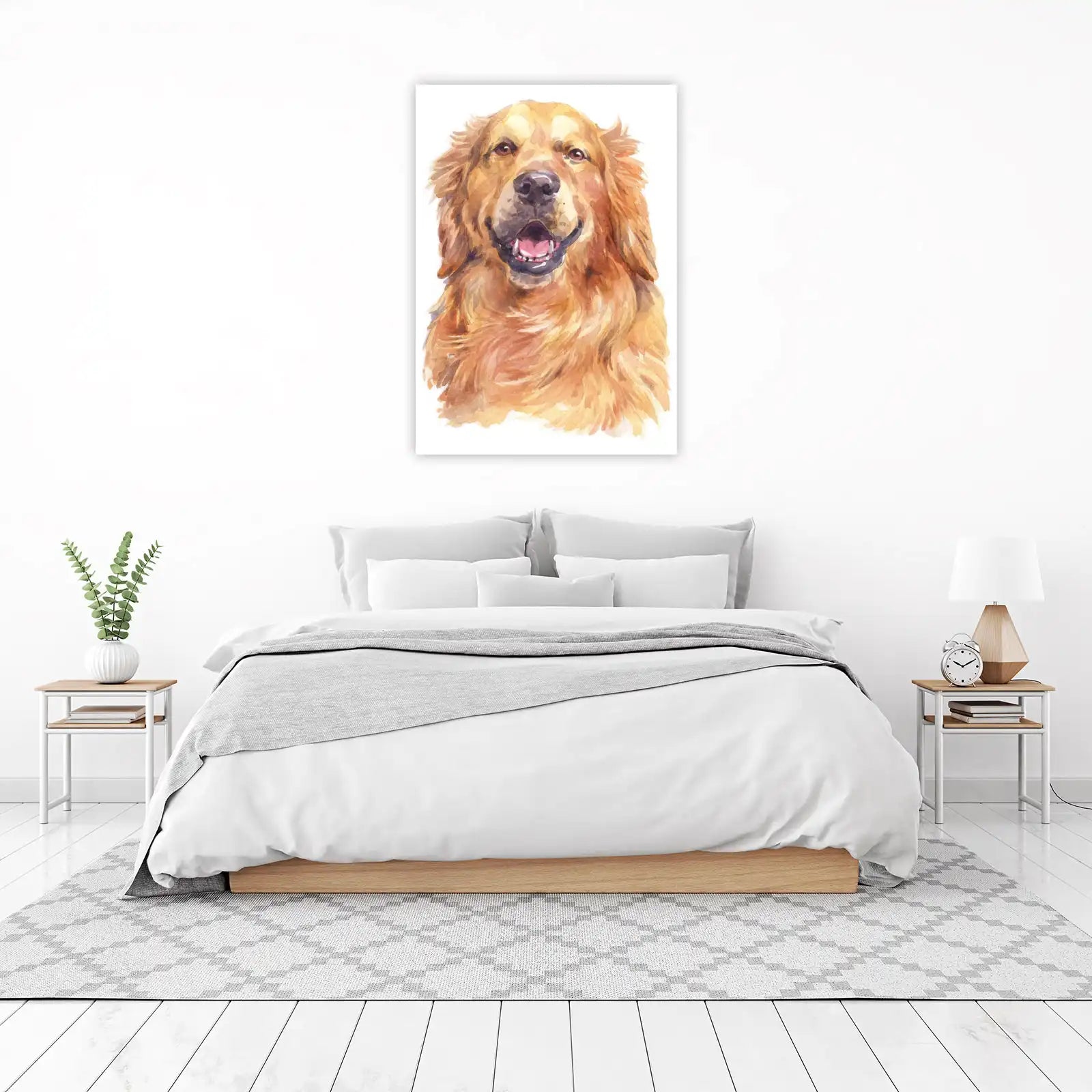 Golden Retriever Portrait Watercolor Wall Art