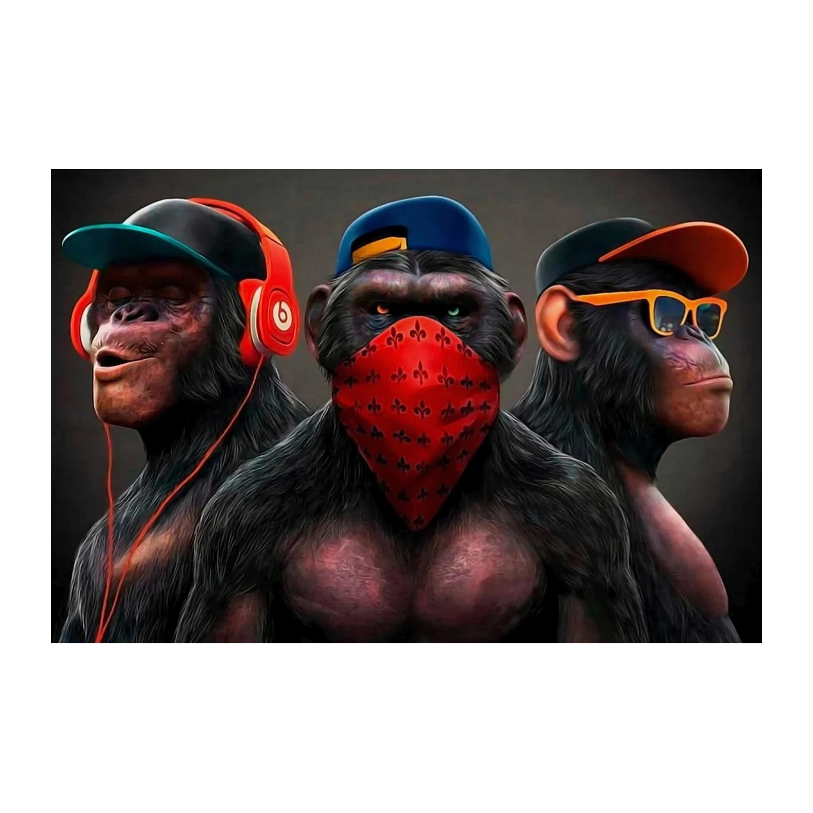 Cool Monkey Trio Streetwear Wall Art