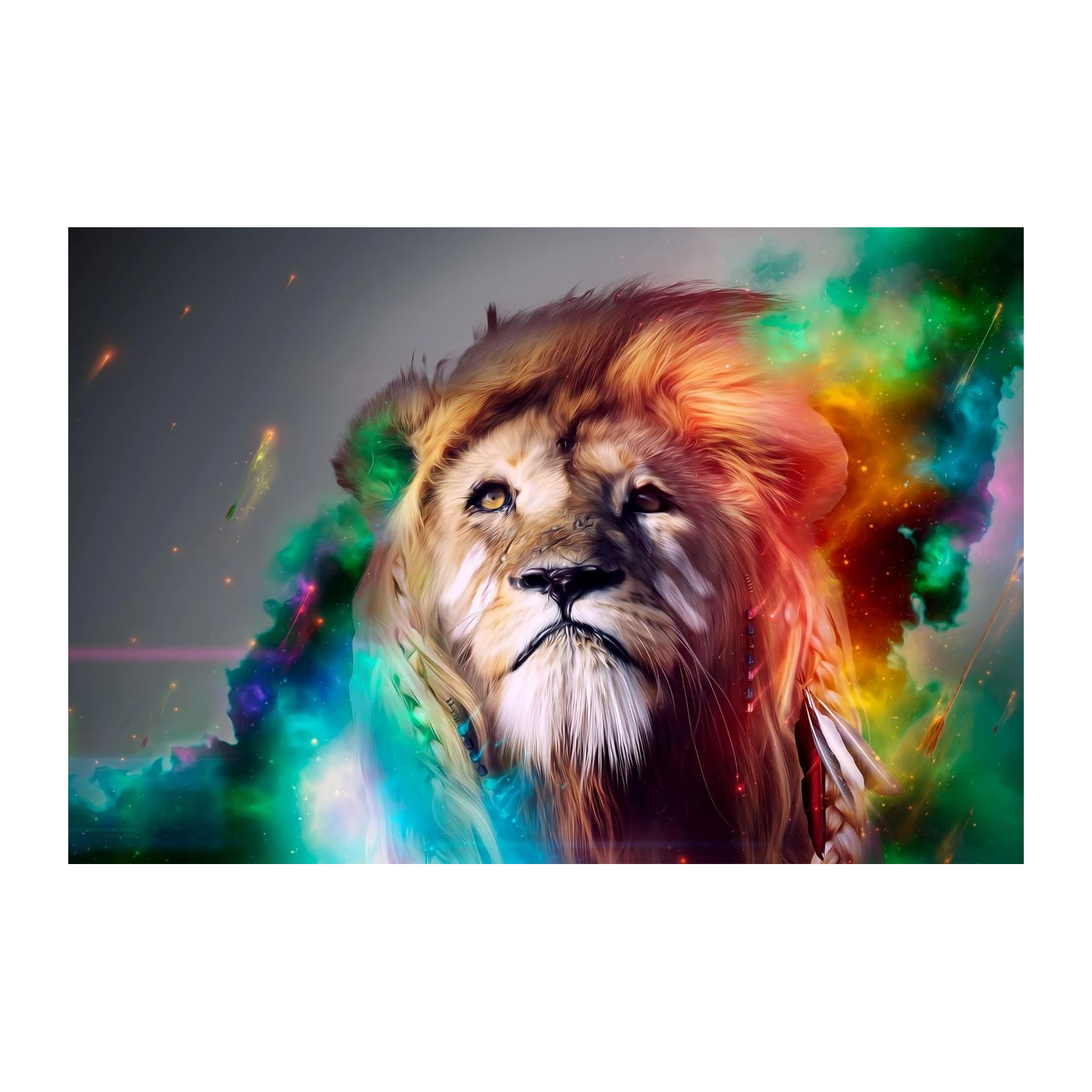 Majestic Lion Cosmic Roar Wall Art