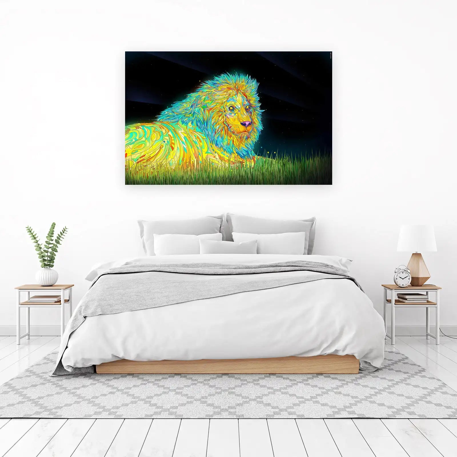 Vibrant Psychedelic Lion Wall Art