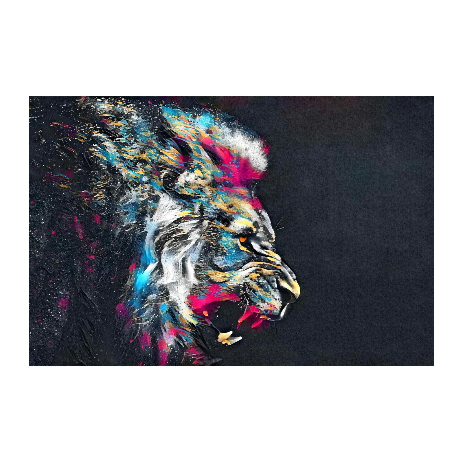 Vibrant Lion Burst Wall Art