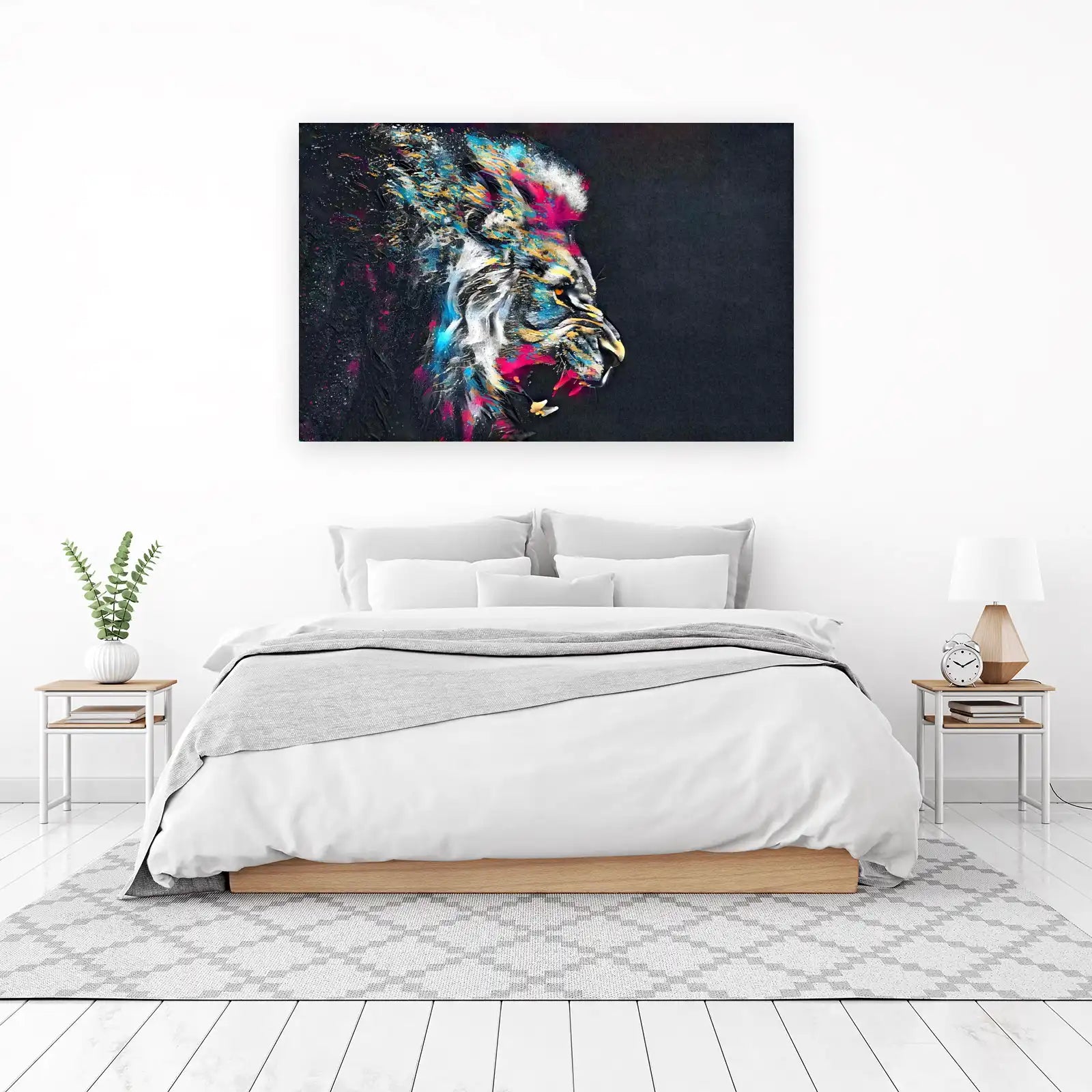 Vibrant Lion Burst Wall Art