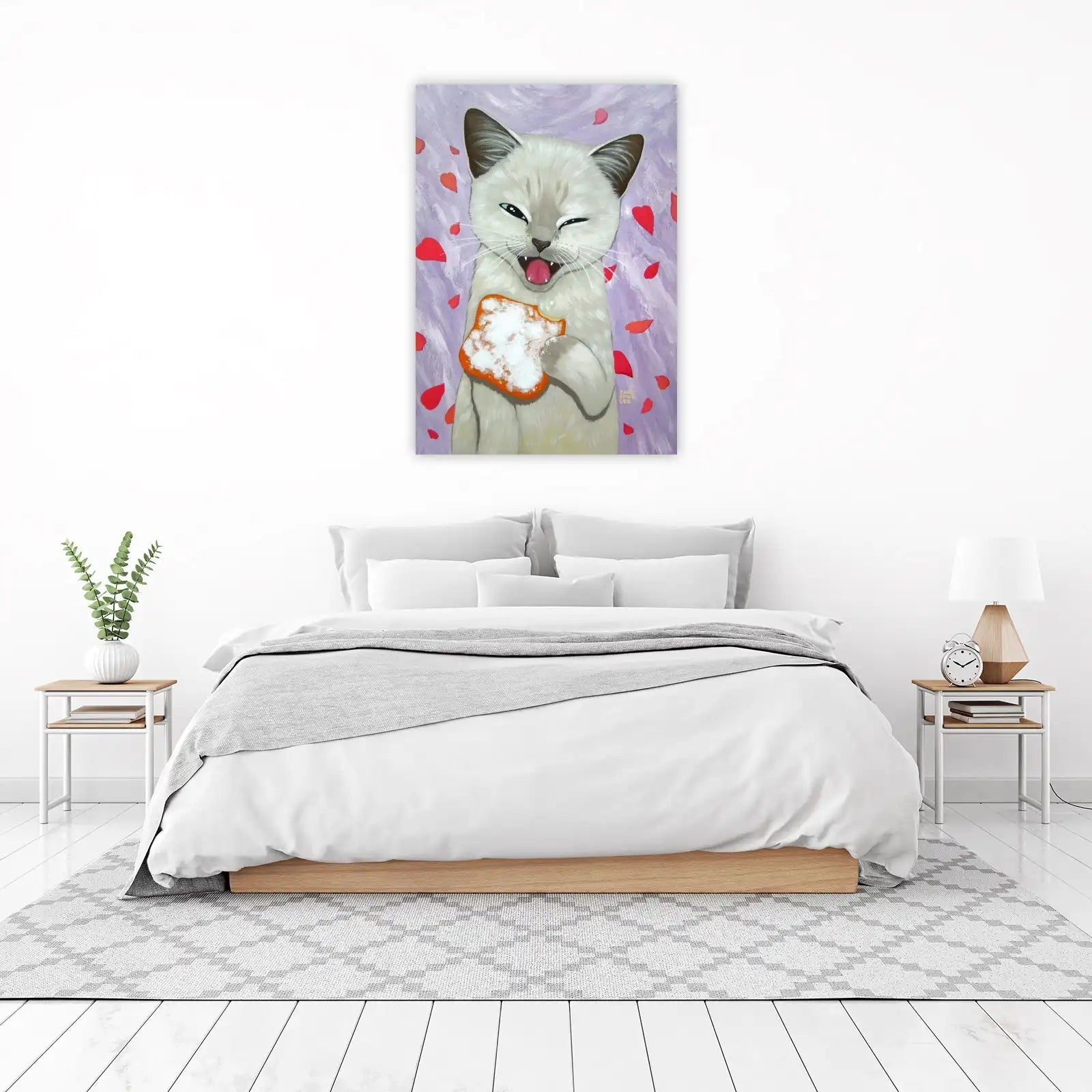 Whimsical Cat with Treat Wall Art