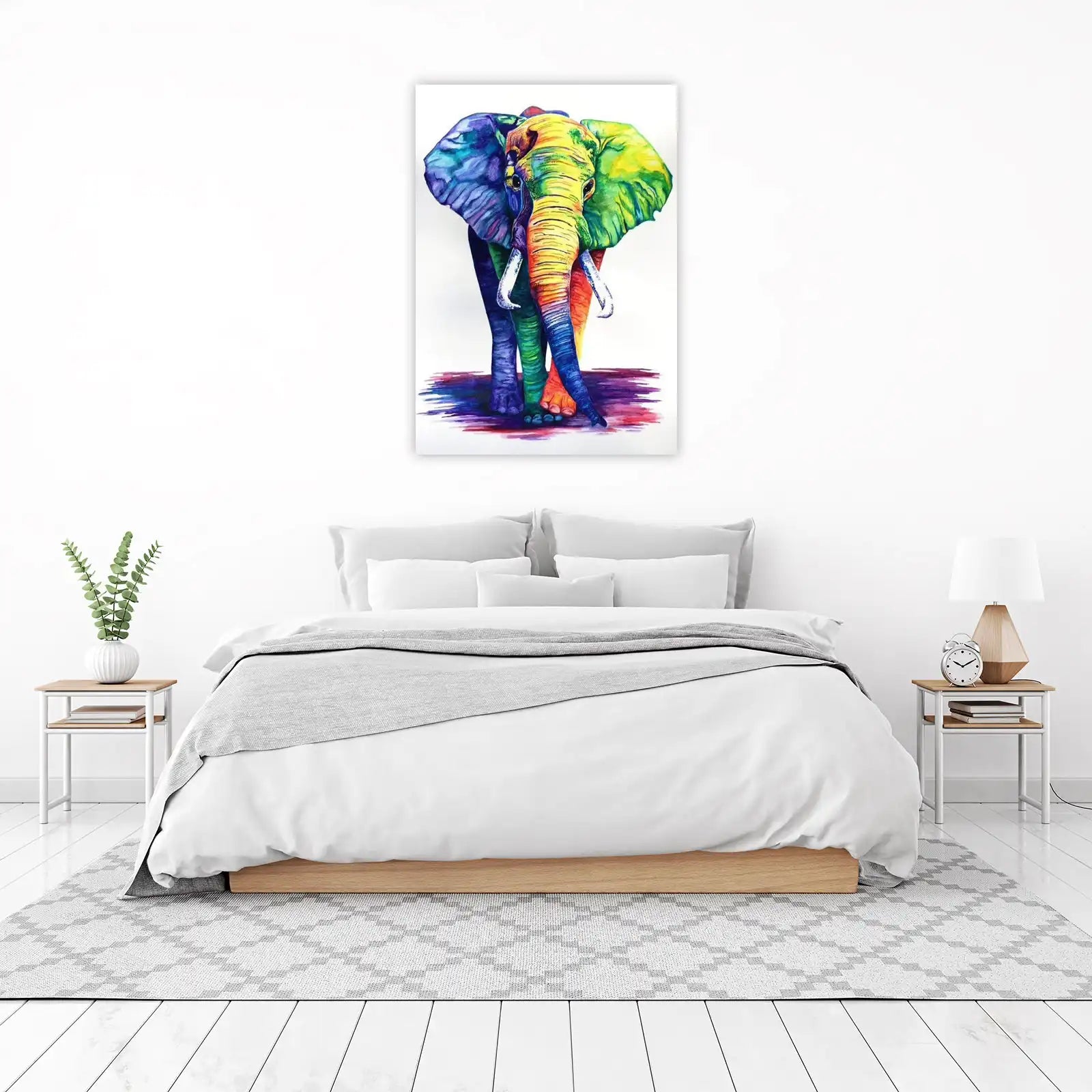 Vibrant Rainbow Elephant Wall Art