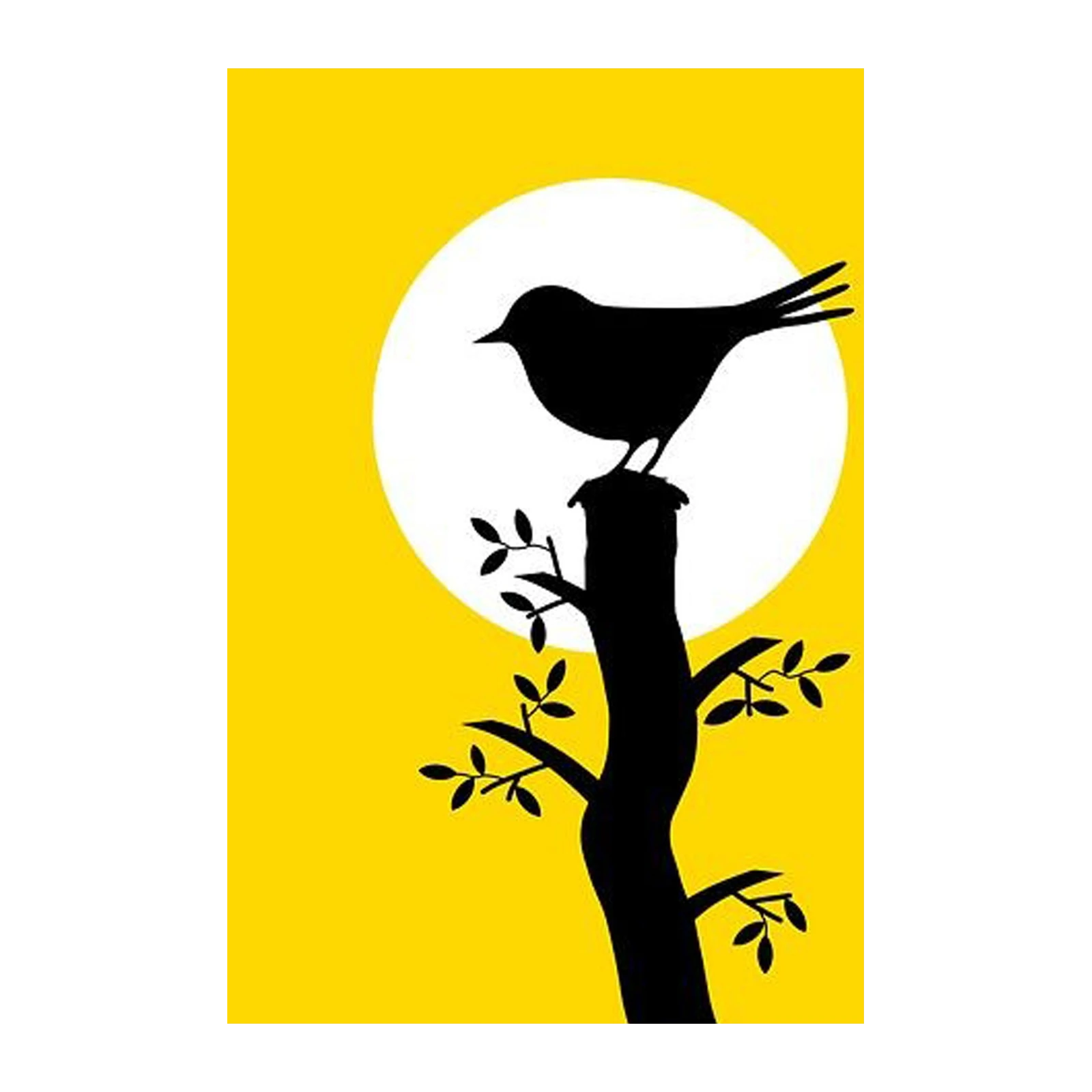 Serene Bird on Tree Silhouette Wall Art