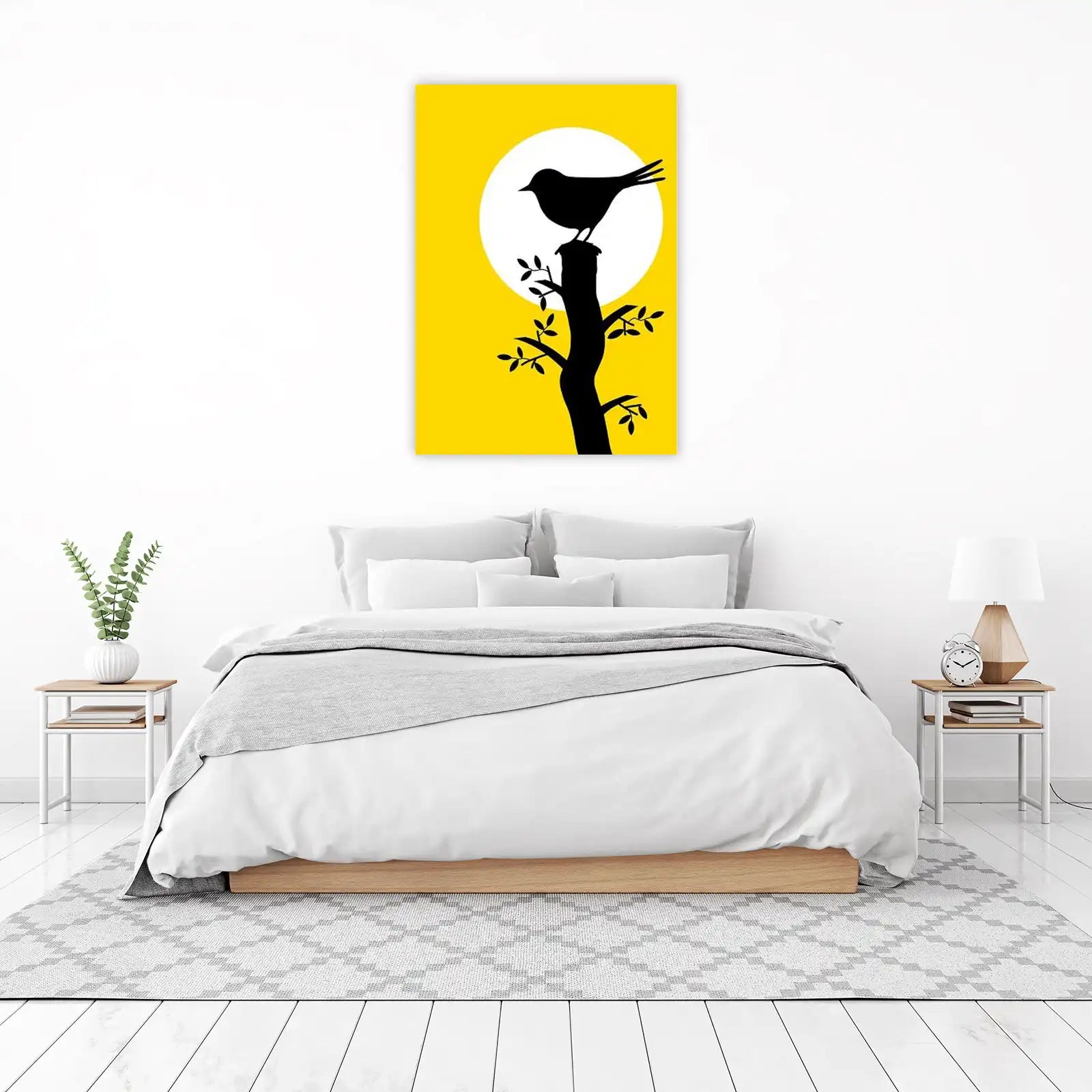Serene Bird on Tree Silhouette Wall Art