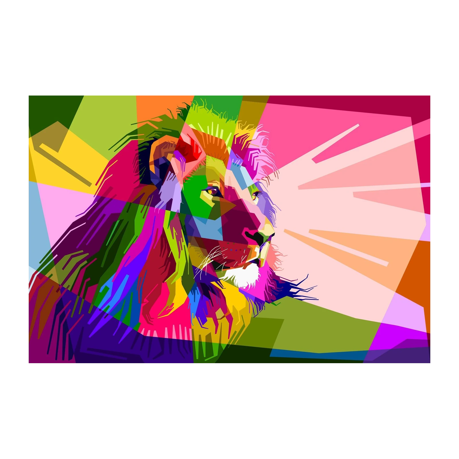Vibrant WPAP Lion Head Wall Art