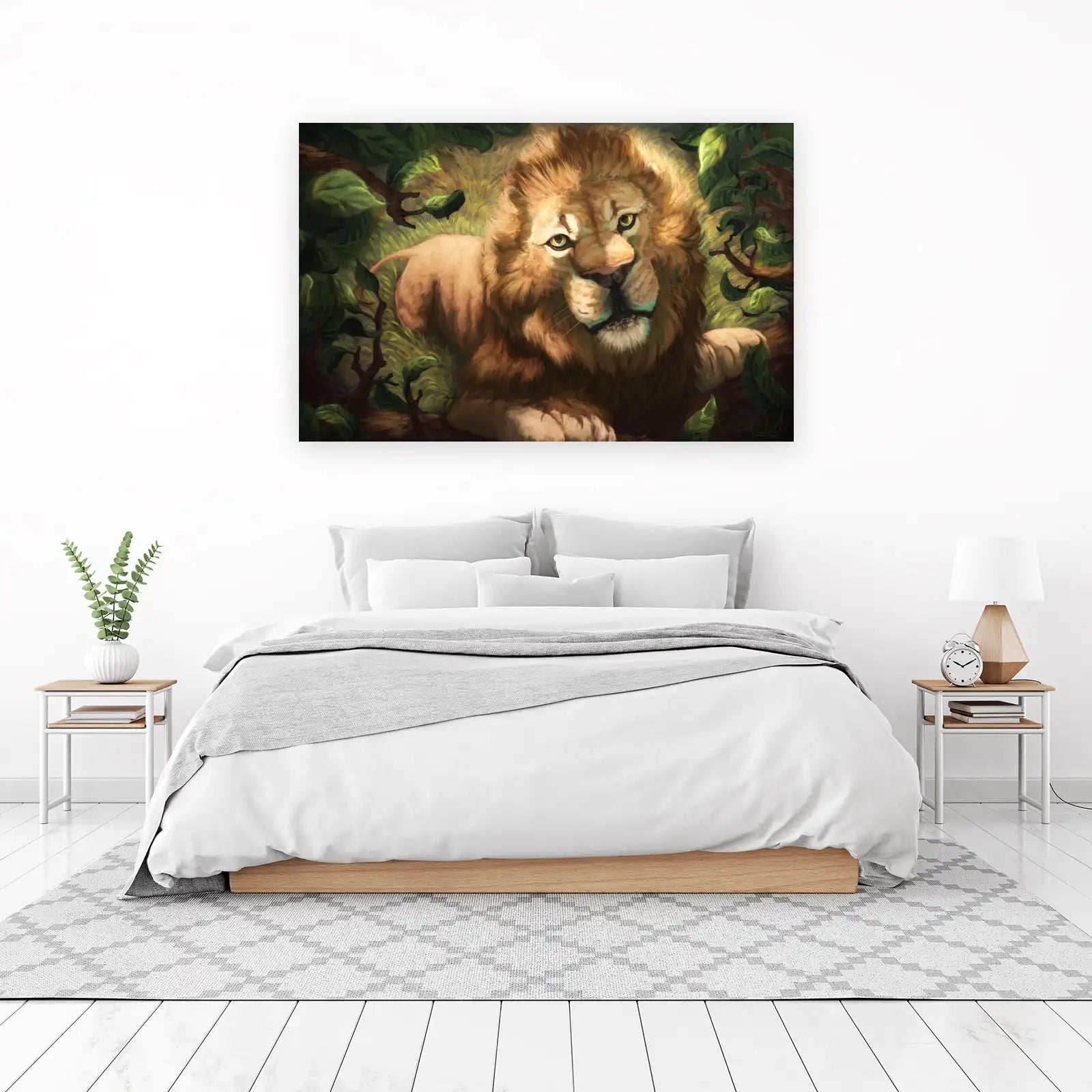 Majestic Lion in Lush Forest Wall Art