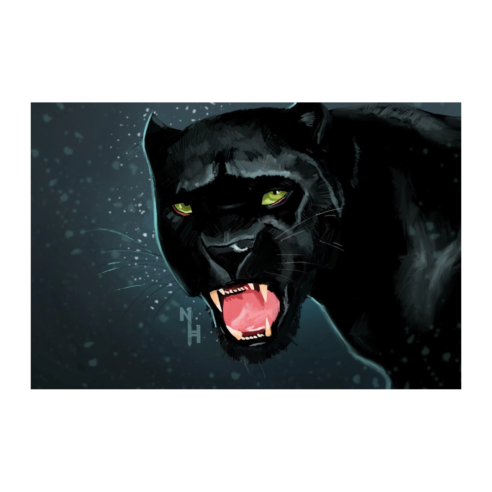 Fierce Black Panther Roaring Wall Art
