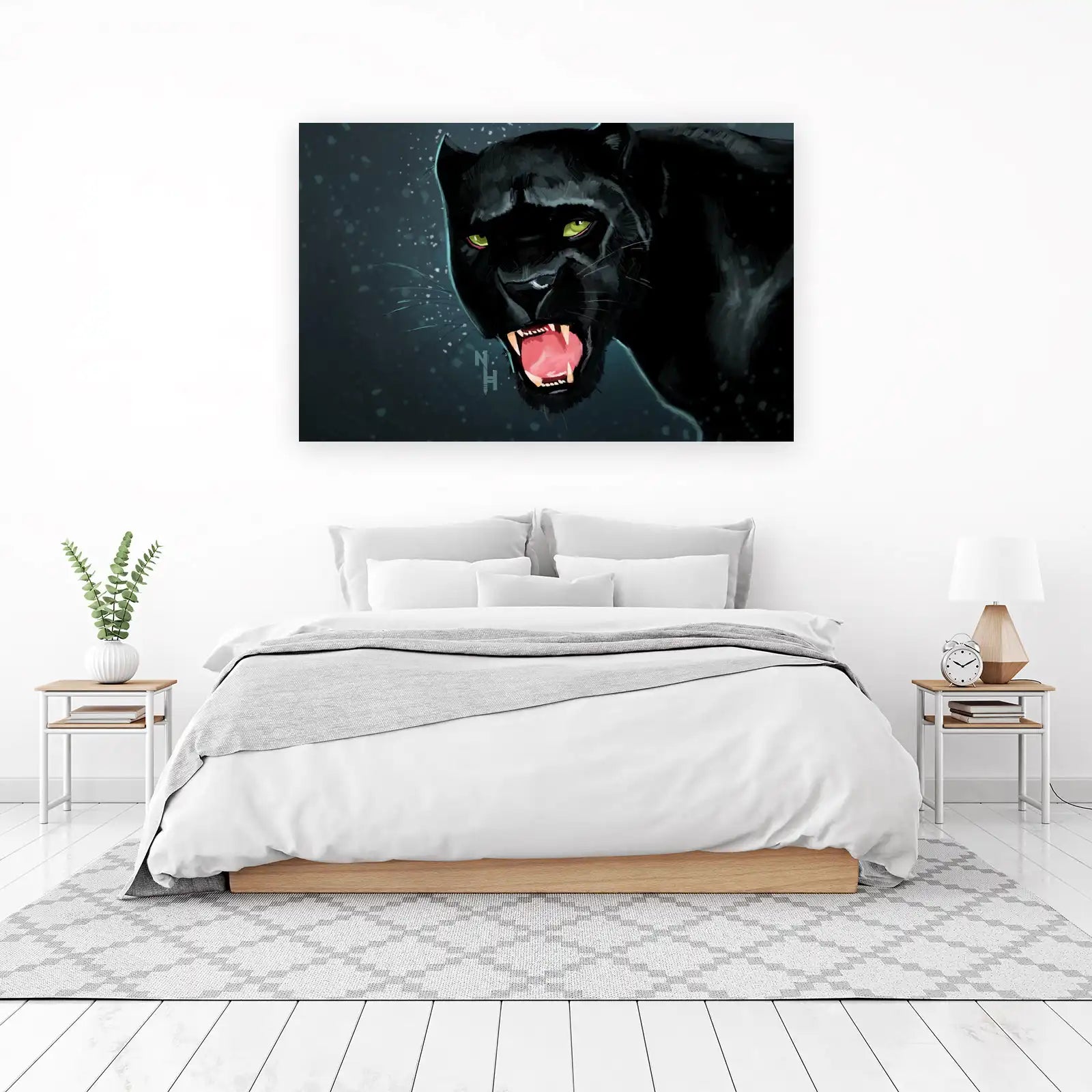 Fierce Black Panther Roaring Wall Art