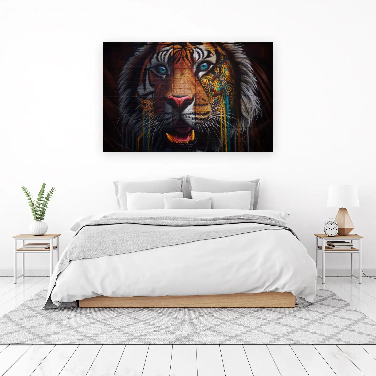 Majestic Tiger Face Tribal Art Wall Art