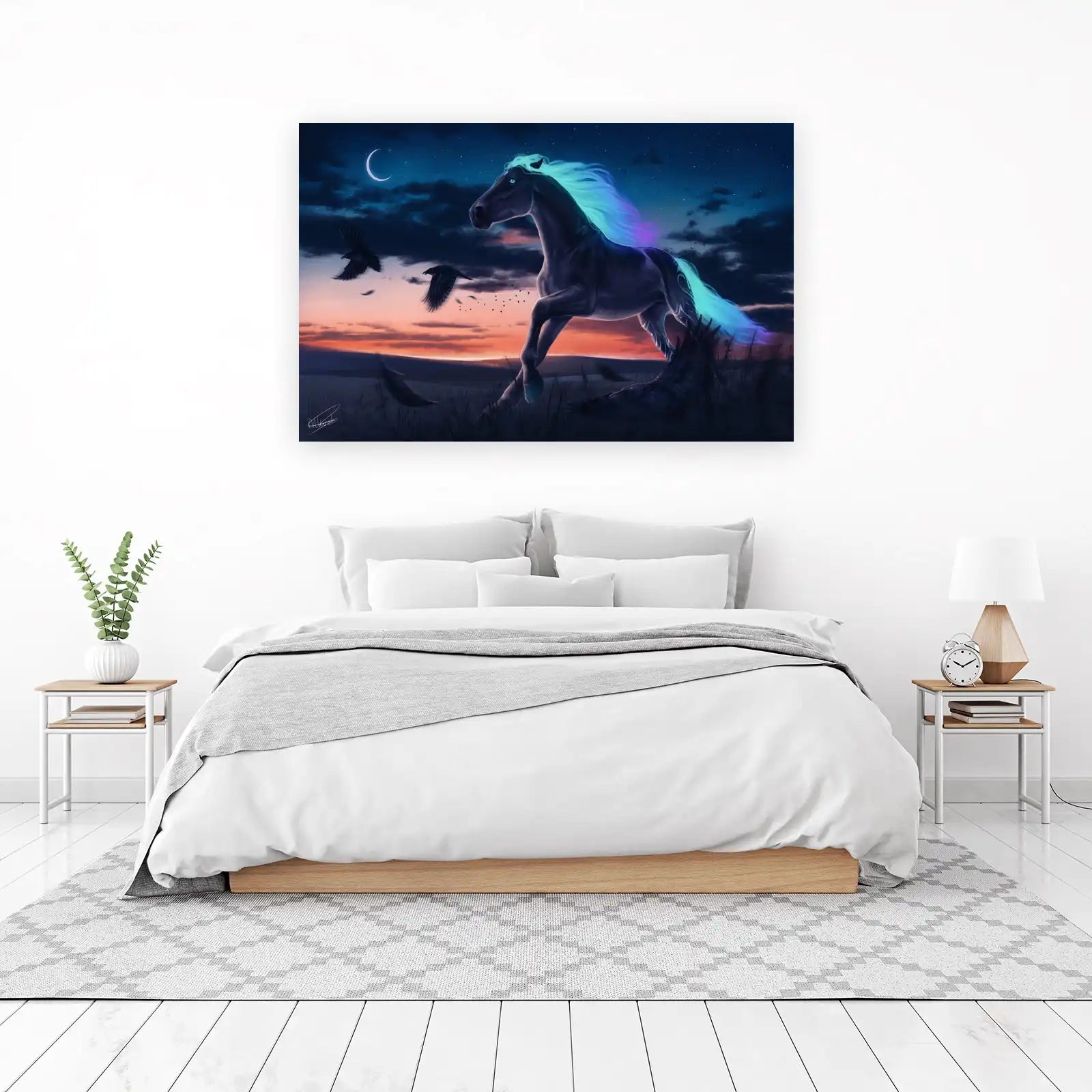 Mystical Night Horse & Ravens Wall Art