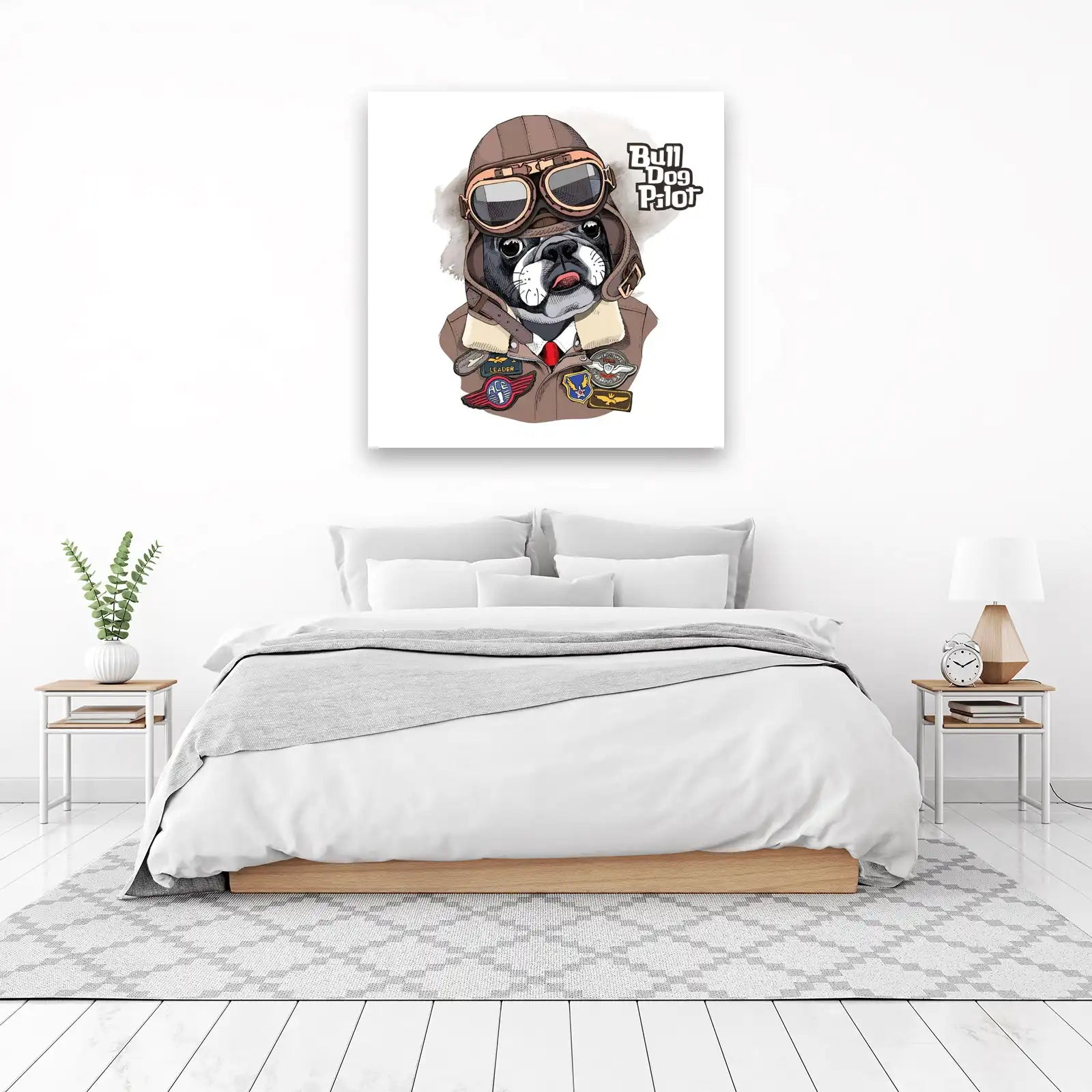 Retro Bulldog Pilot Wall Art