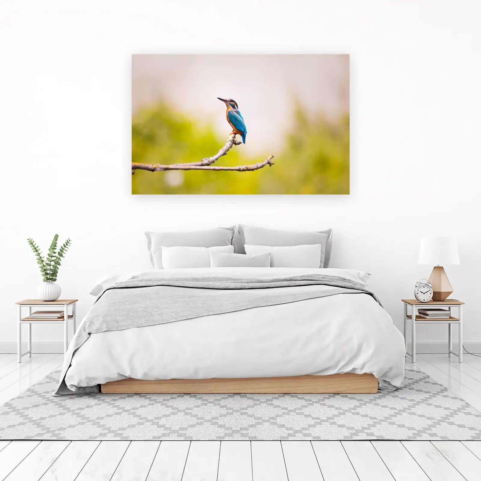 Vibrant Kingfisher Perched on Branch Wall Art