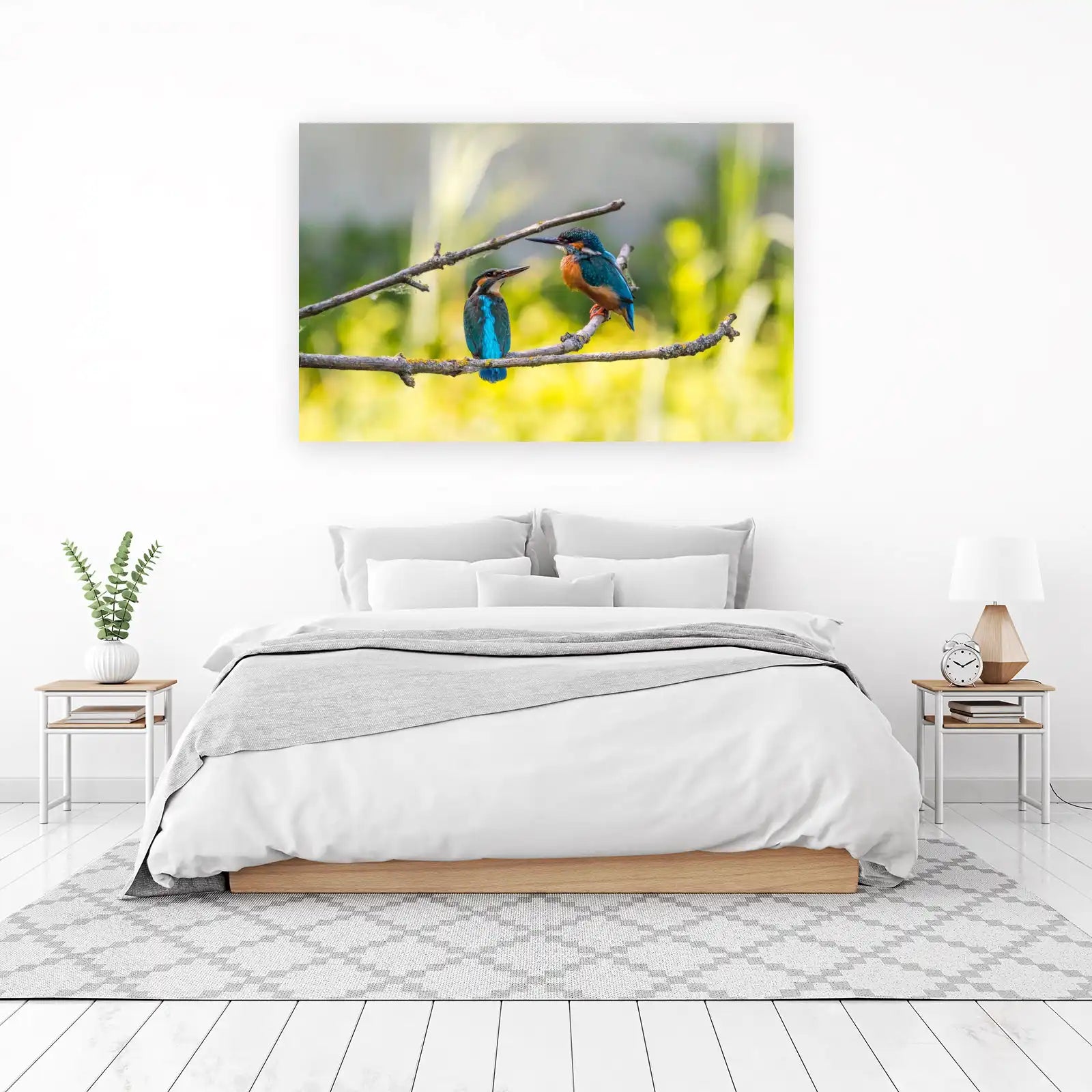 Two Kingfishers on Branch Wall Art