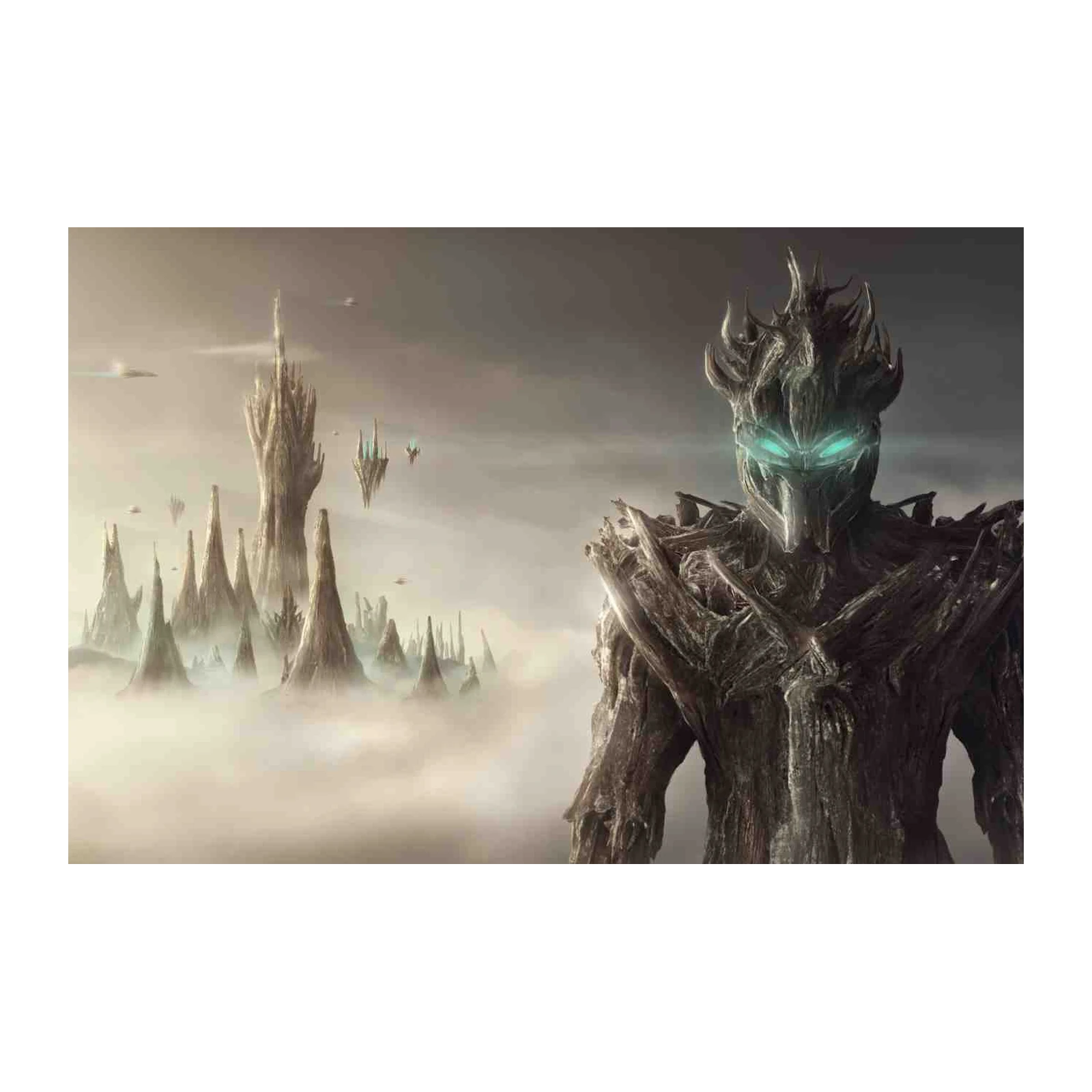 Epic Sci-Fi Guardian & Alien City Wall Art