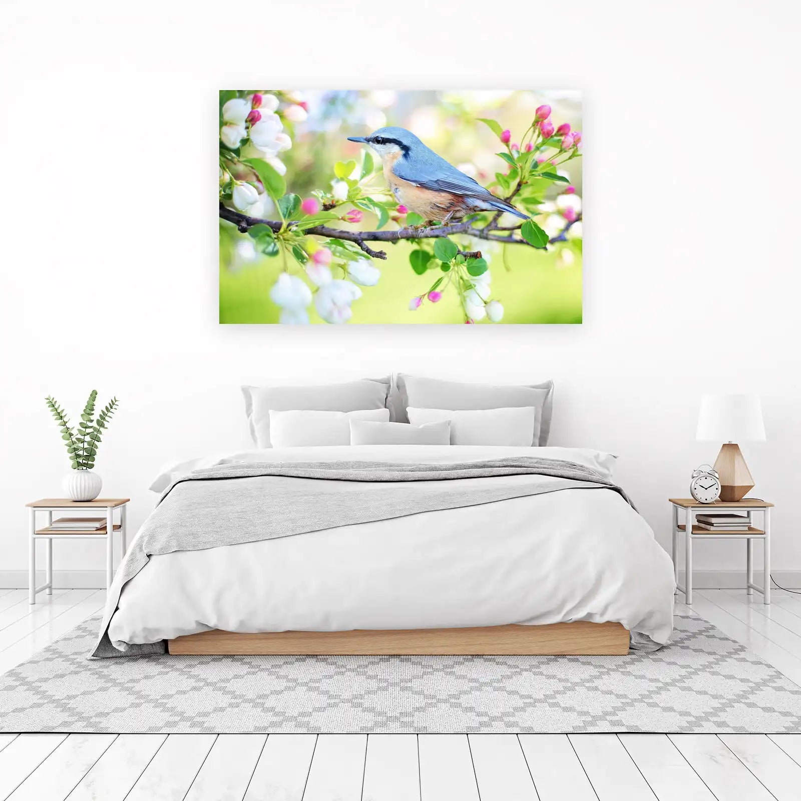 Nuthatch Bird Spring Blossom Wall Art