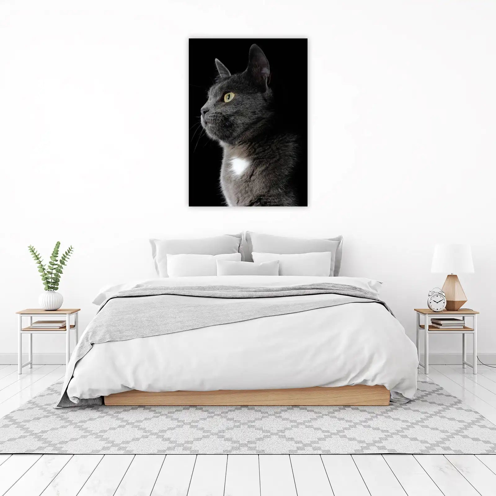 Elegant Gray Cat Portrait Wall Art