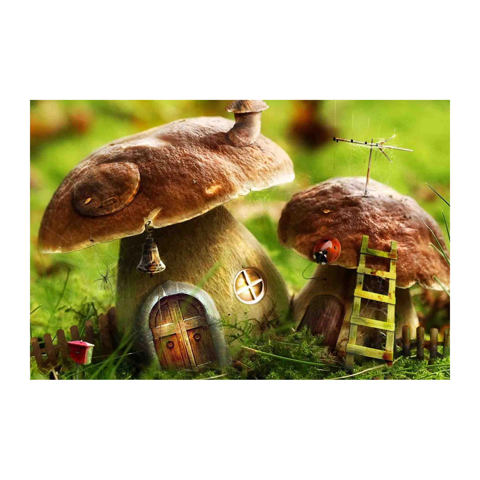 Enchanting Mushroom Houses Whimsical Wall Art