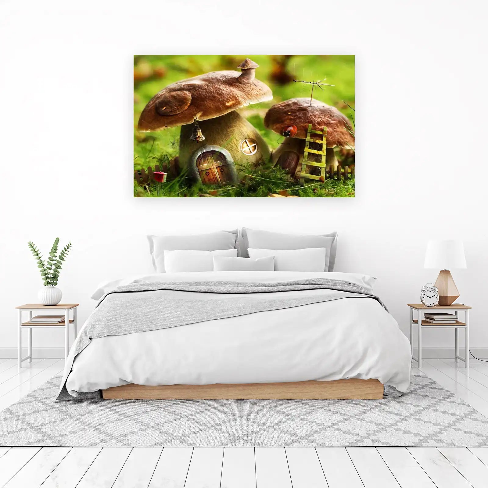 Enchanting Mushroom Houses Whimsical Wall Art