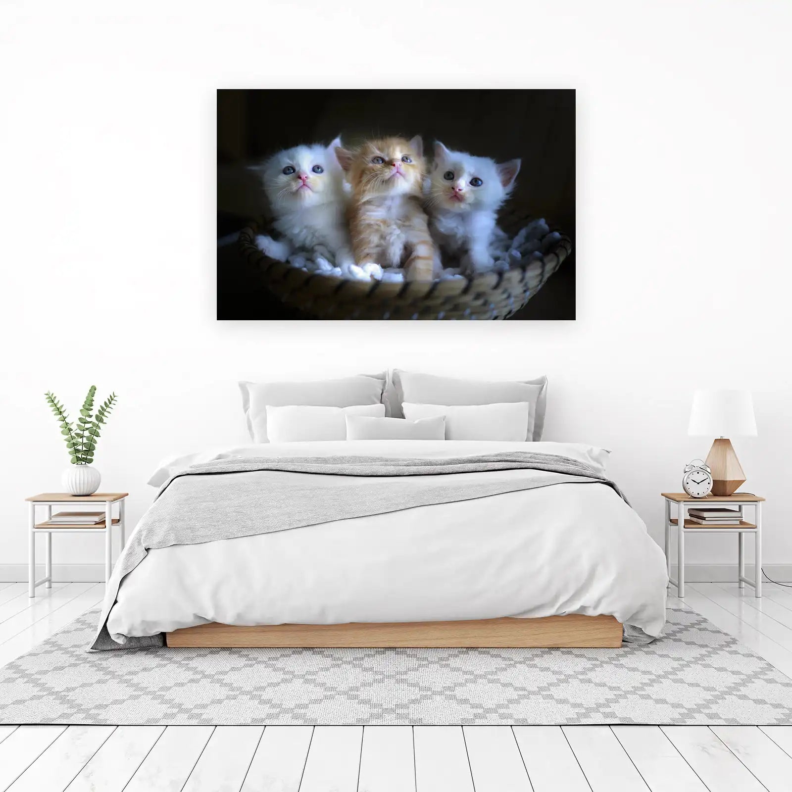 Adorable Triple Kitten Basket Wall Art