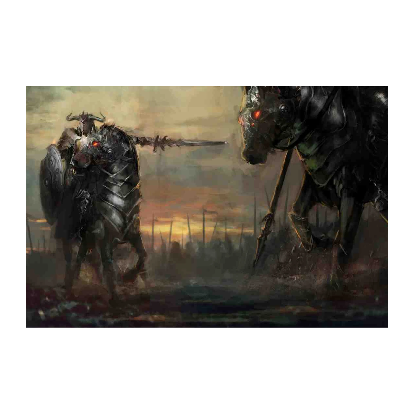 Epic Knight Battle Dark Fantasy Wall Art