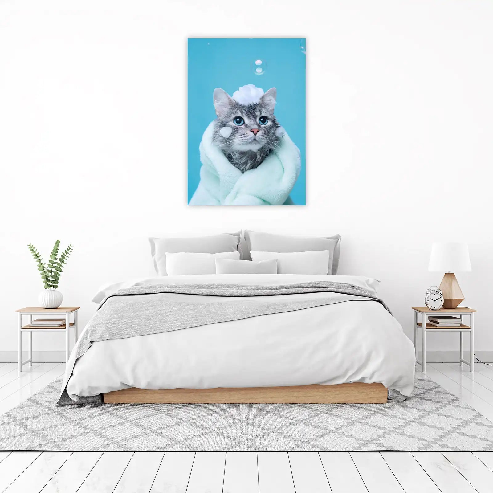 Adorable Bath Time Cat Wall Art