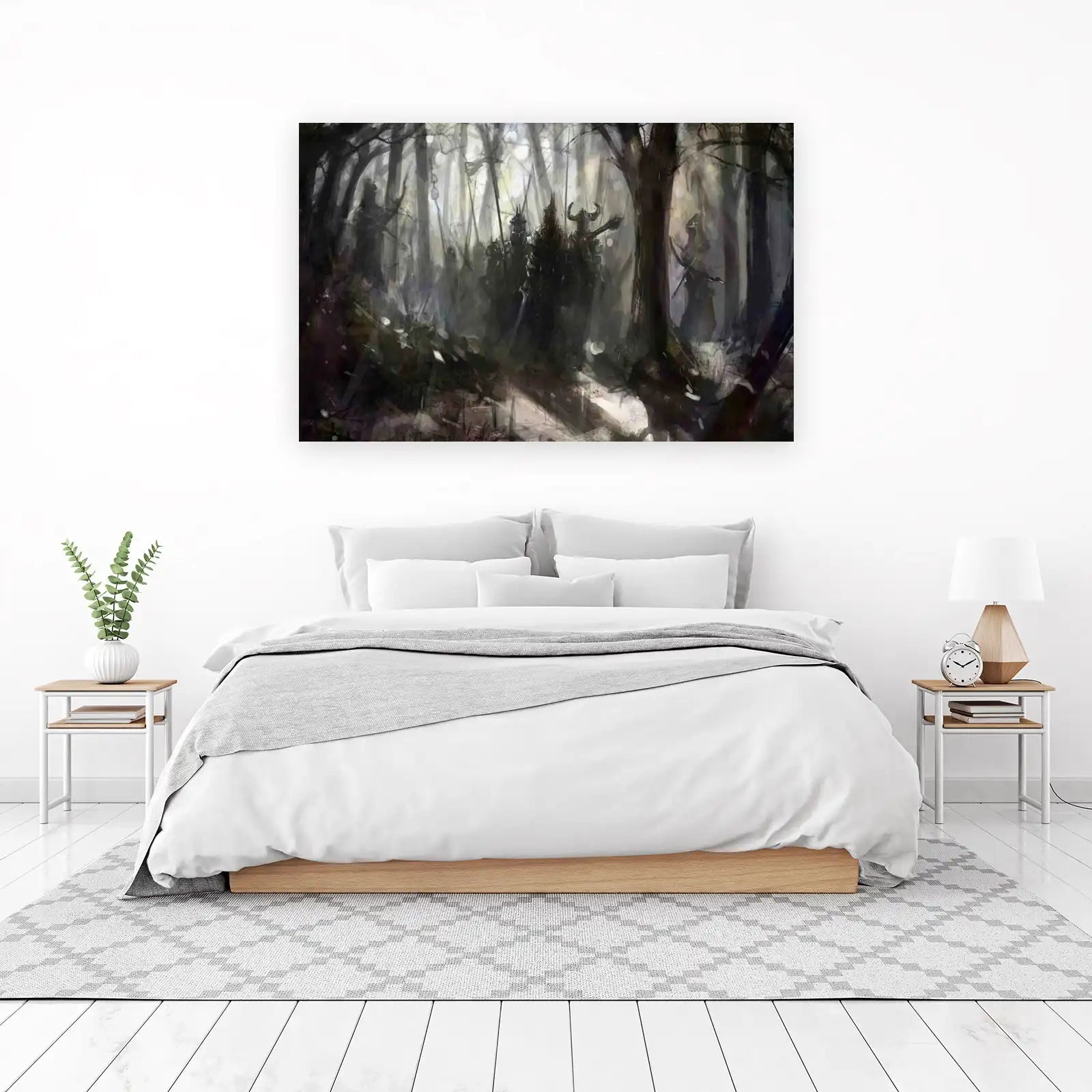 Dark Fantasy Warriors Forest Wall Art