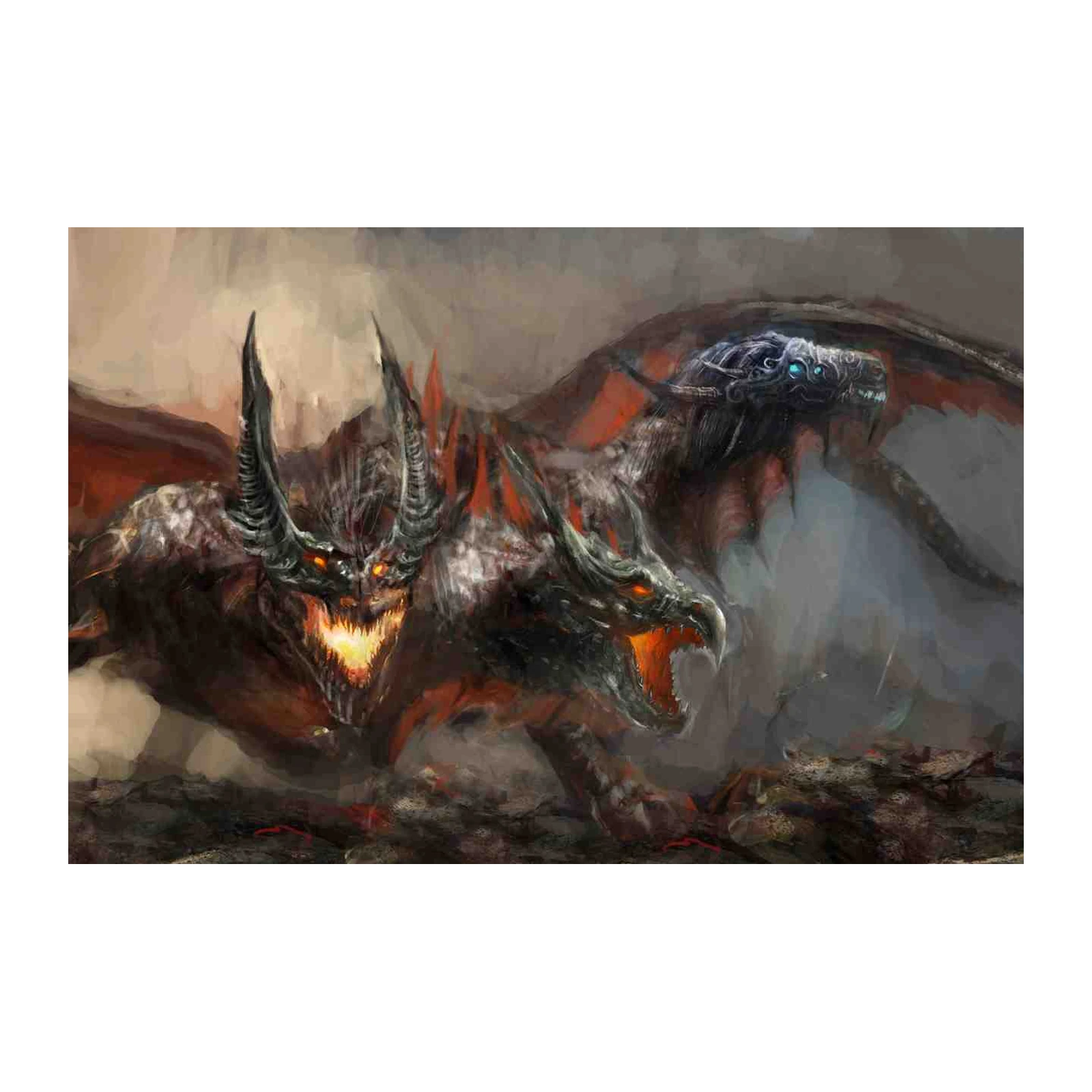 Mythical Three-Headed Dragon Wall Art