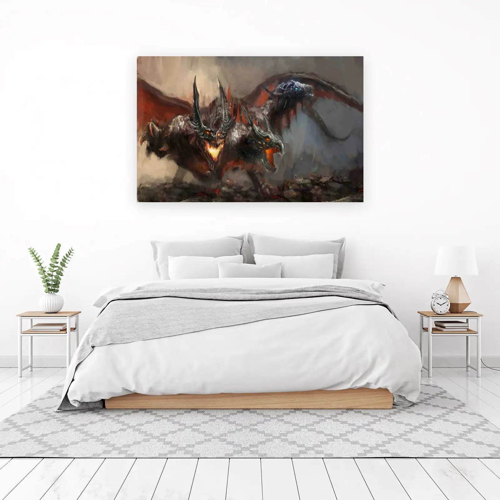 Mythical Three-Headed Dragon Wall Art