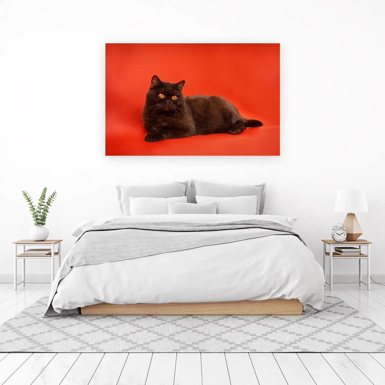 Majestic Black Cat Orange Eyes Wall Art