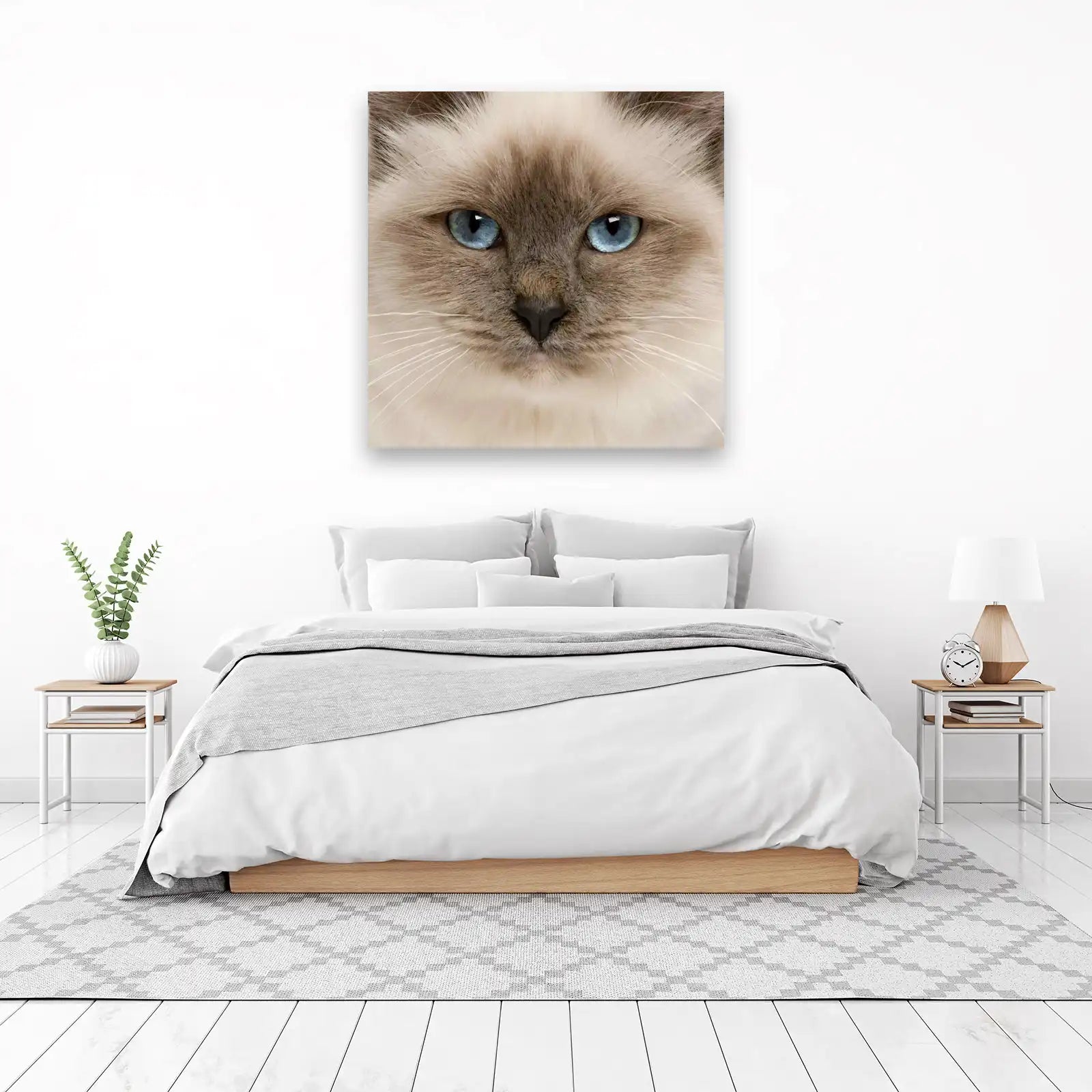 Striking Blue-Eyed Cat Face Wall Art Wall Art