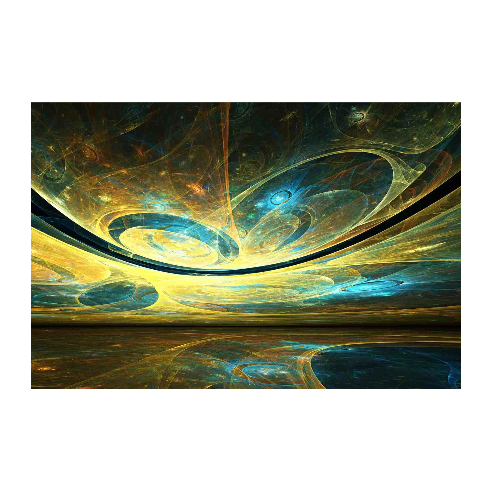 Abstract Yellow & Blue Swirls Wall Art