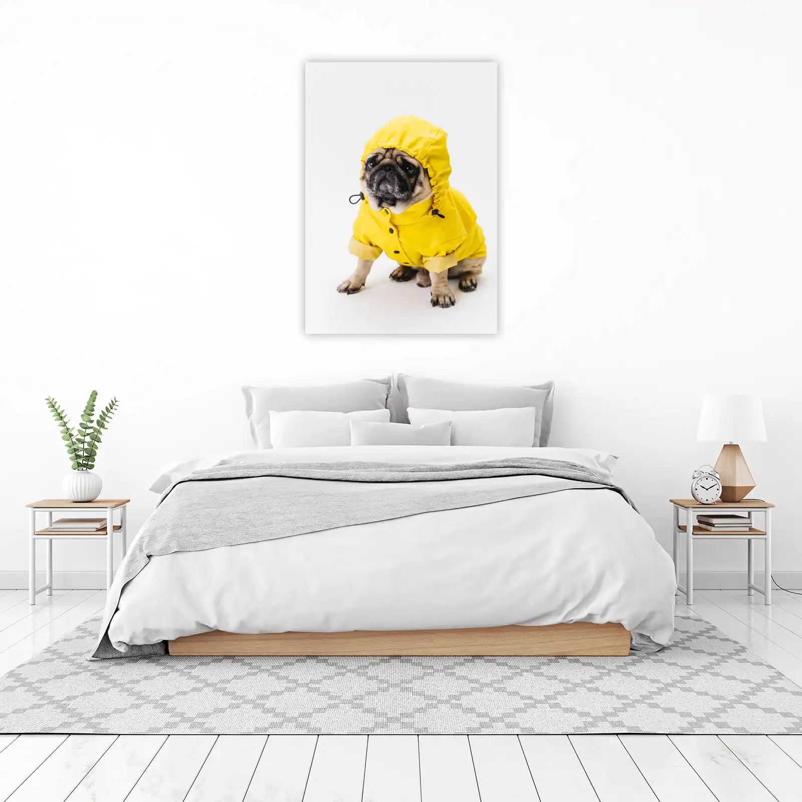 Adorable Pug in Yellow Raincoat Wall Art