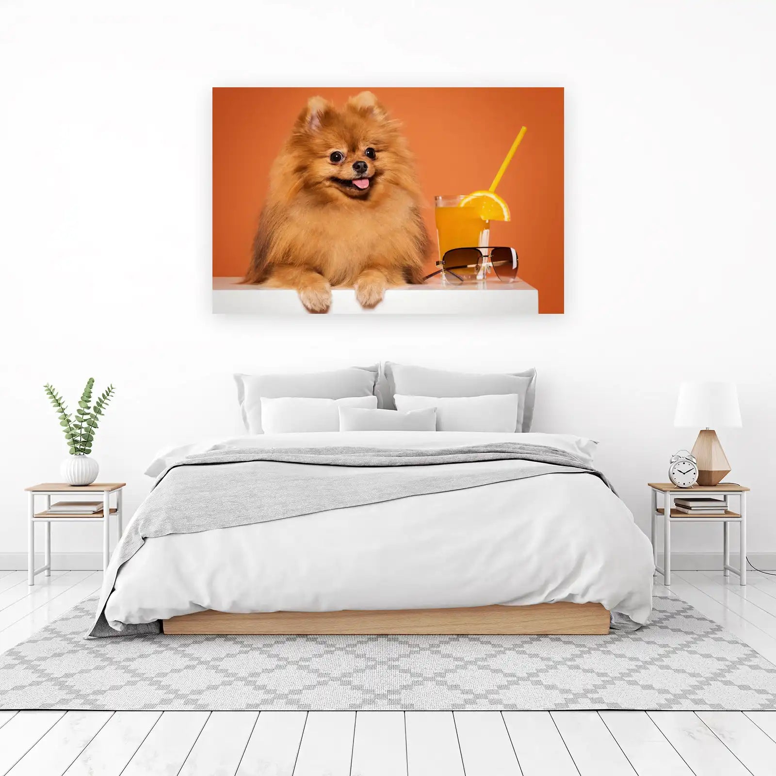 Chic Pomeranian with Orange Juice Wall Art