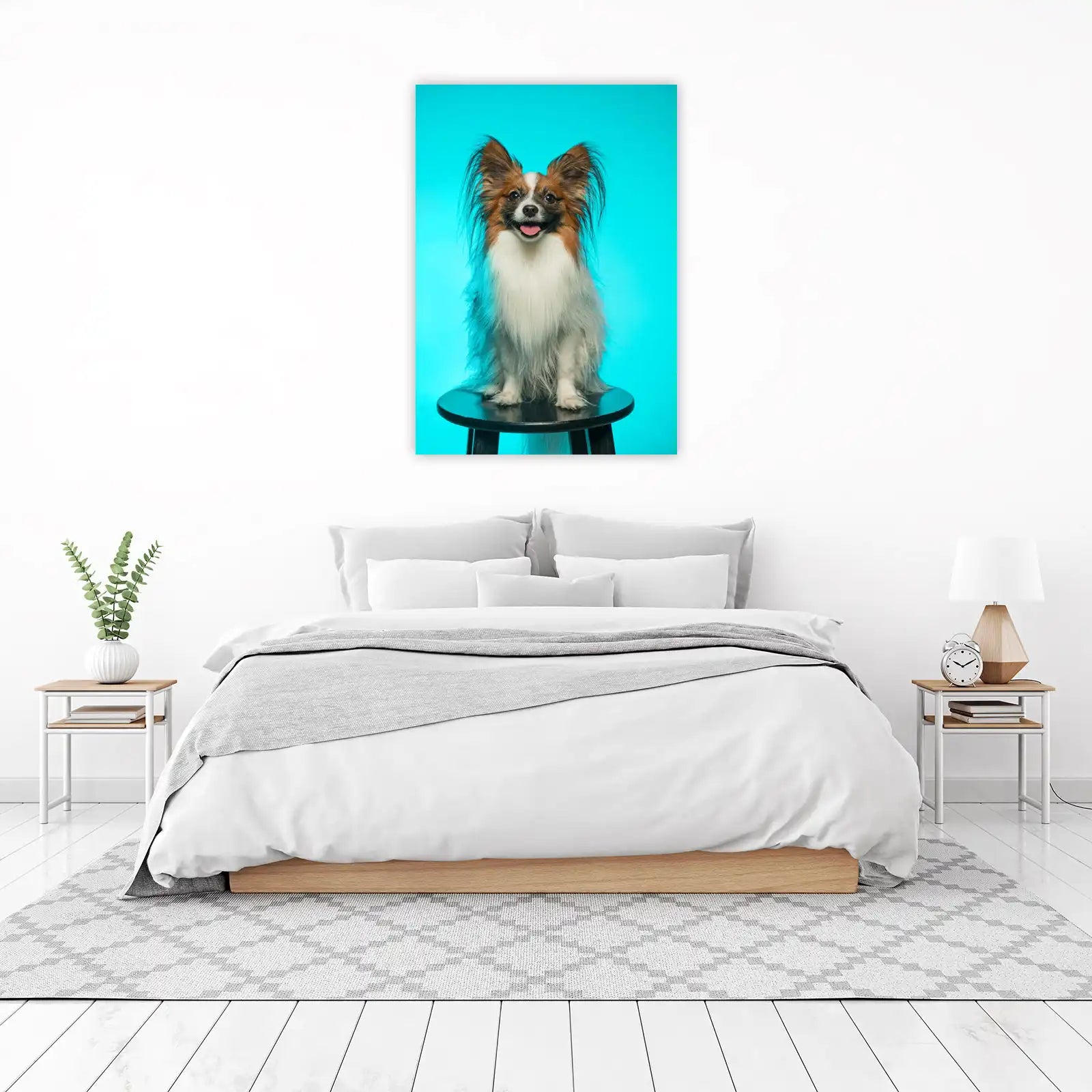 Happy Papillon Dog Portrait Wall Art