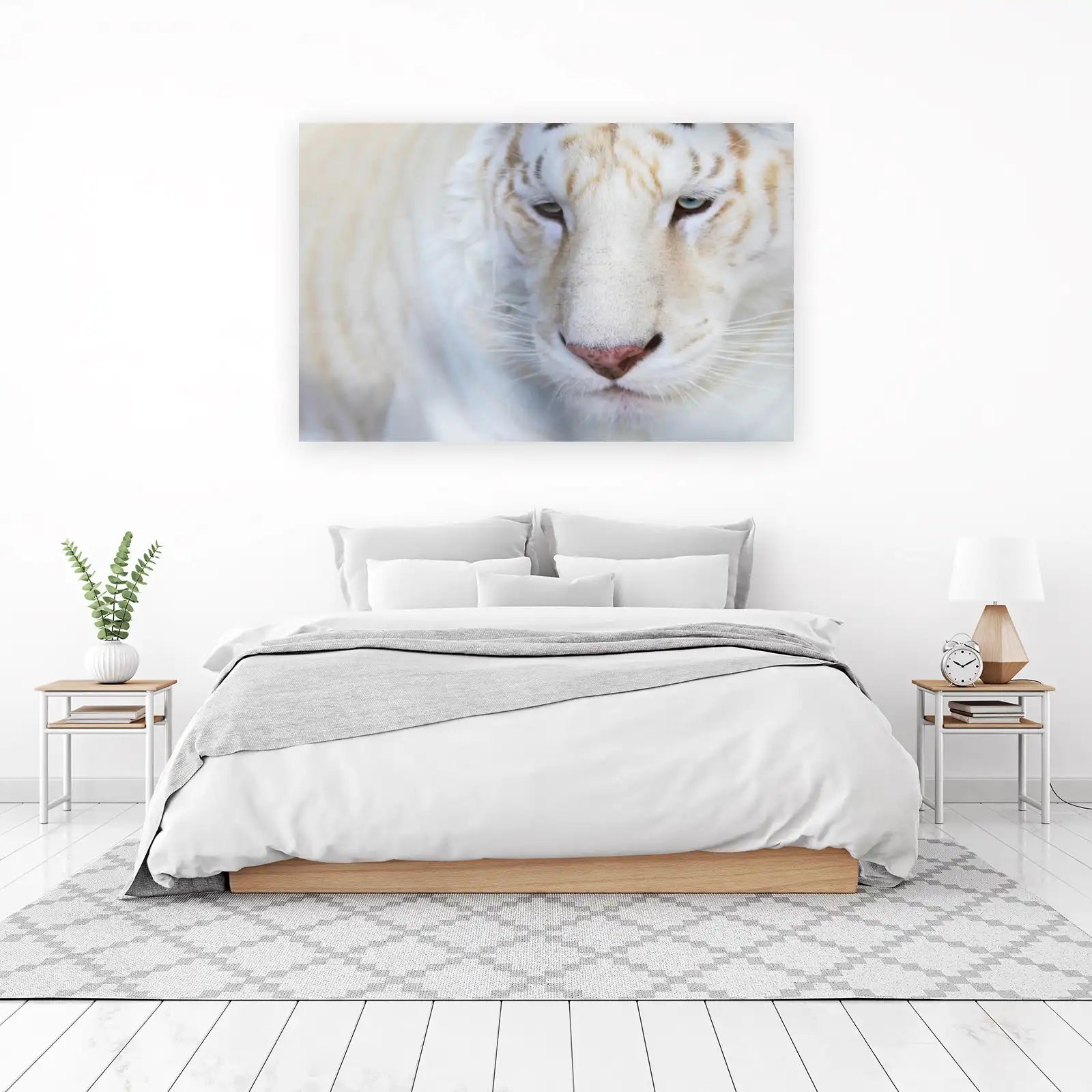 Majestic White Tiger Close-Up Wall Art
