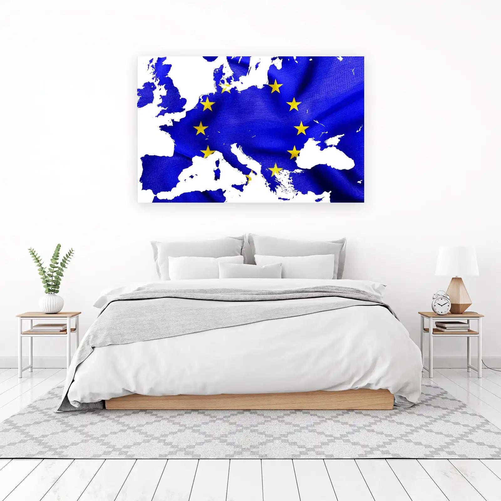 Europe Union Map Blue Stars Wall Art