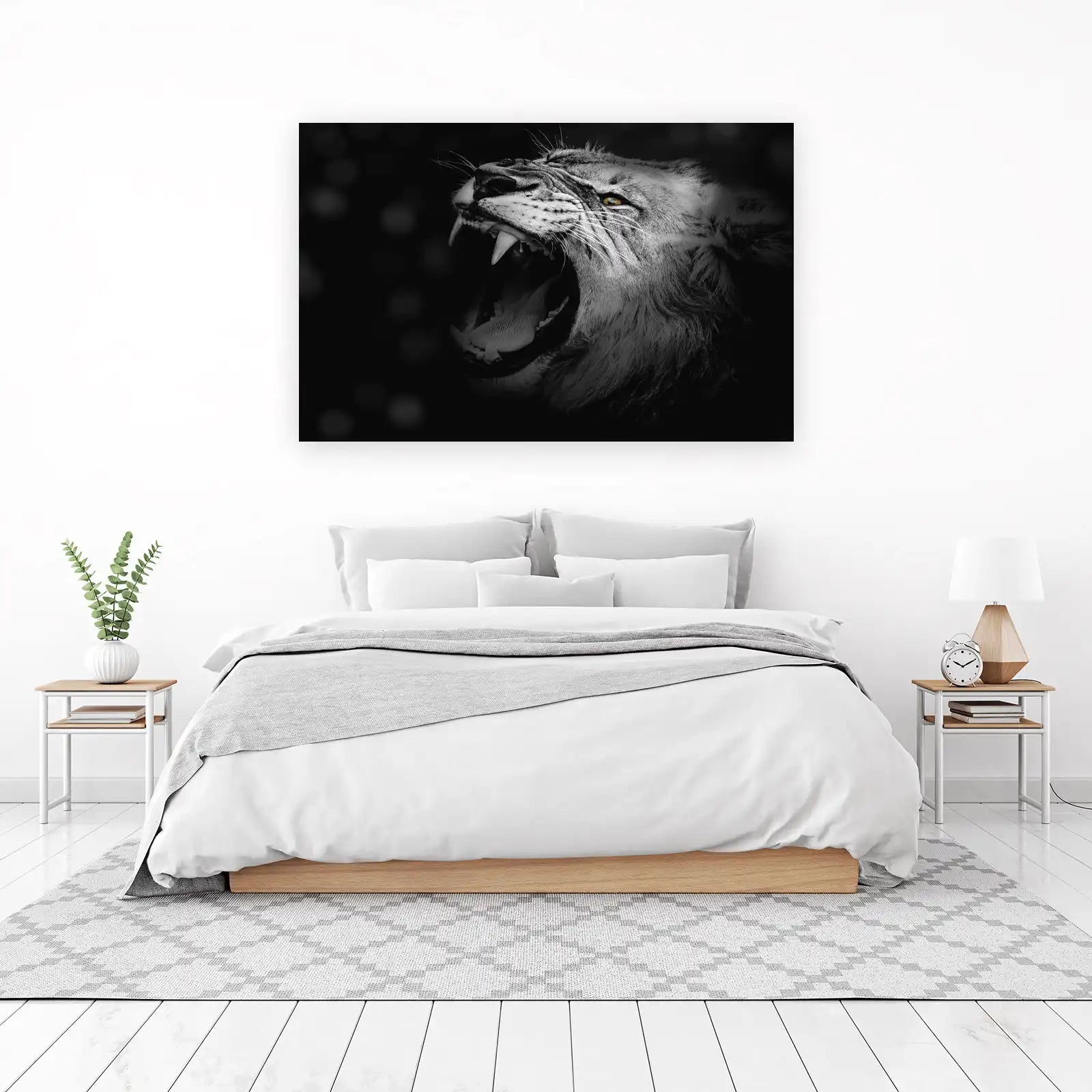 Majestic Lion Roar Black & White Wall Art