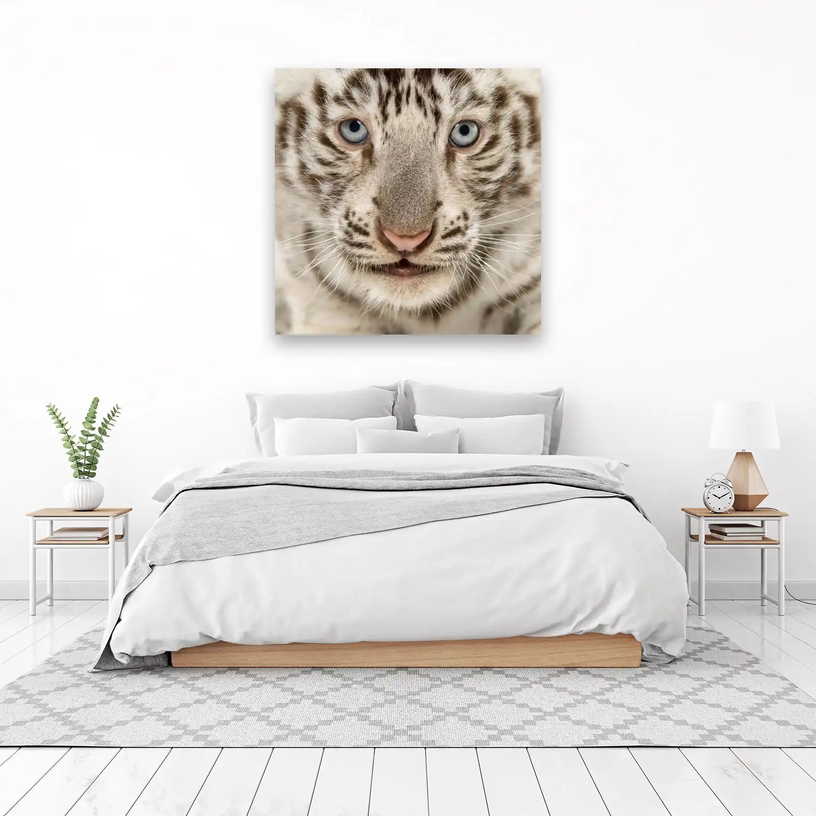 Majestic White Tiger Cub Close-Up Wall Art
