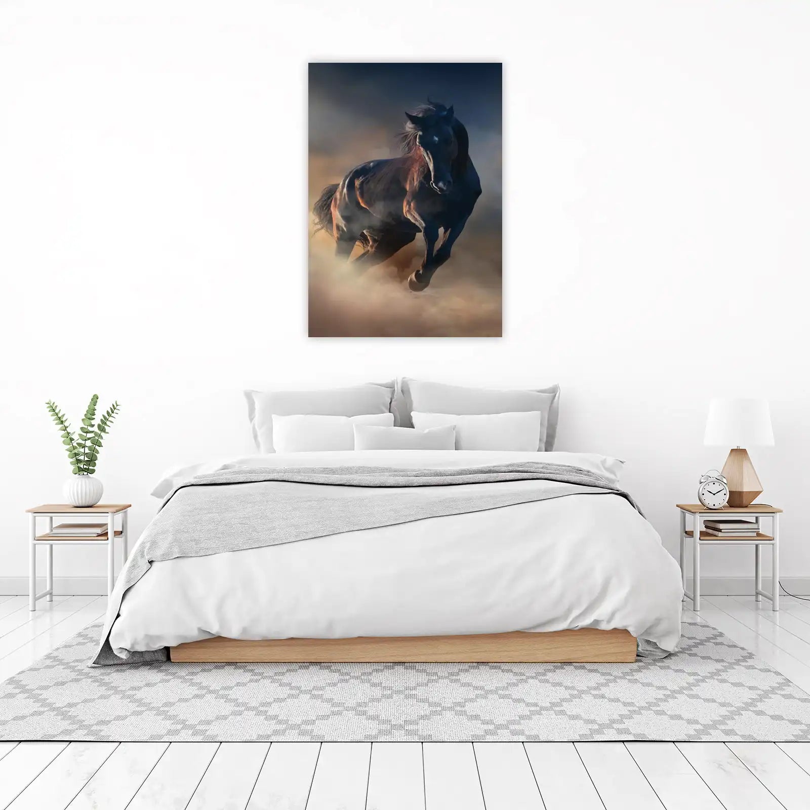 Majestic Black Horse Gallop Wall Art