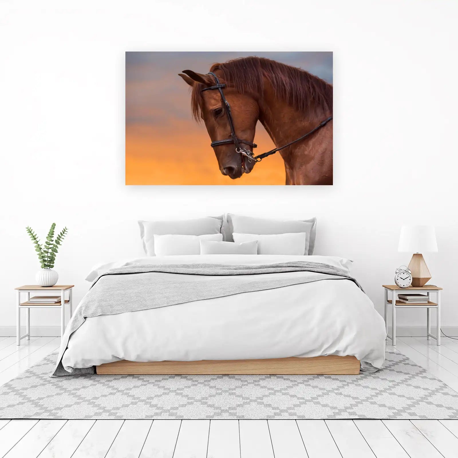 Majestic Chestnut Horse Sunset Wall Art