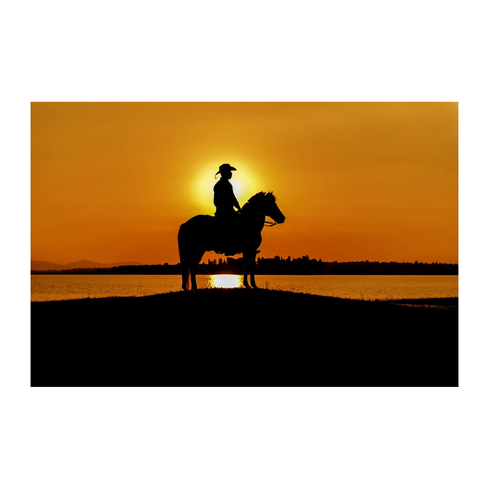 Cowboy Sunset Horse Ride Wall Art