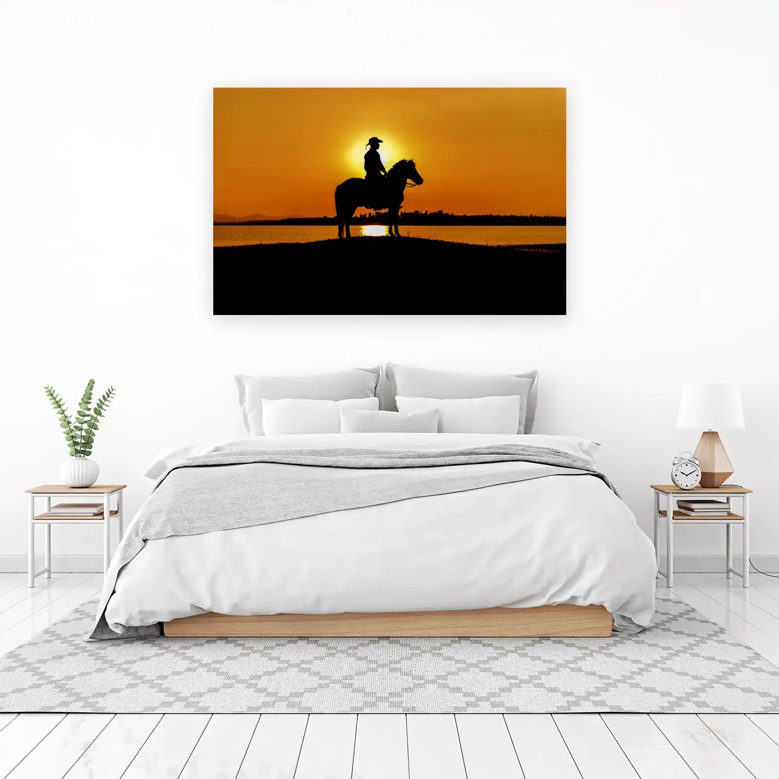 Cowboy Sunset Horse Ride Wall Art